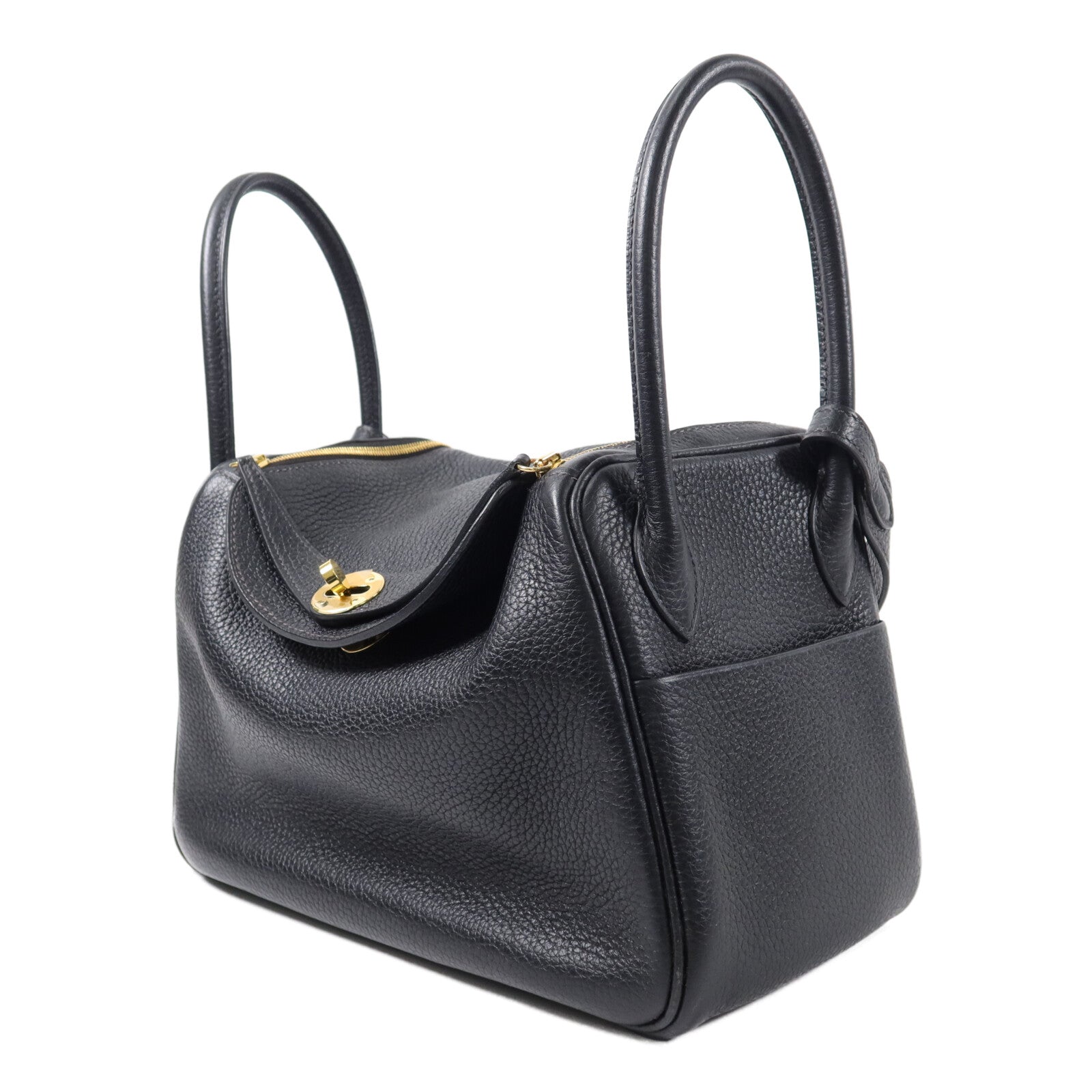 HERMES Clemence皮革Lindy 26手挽肩背兩用袋Noir