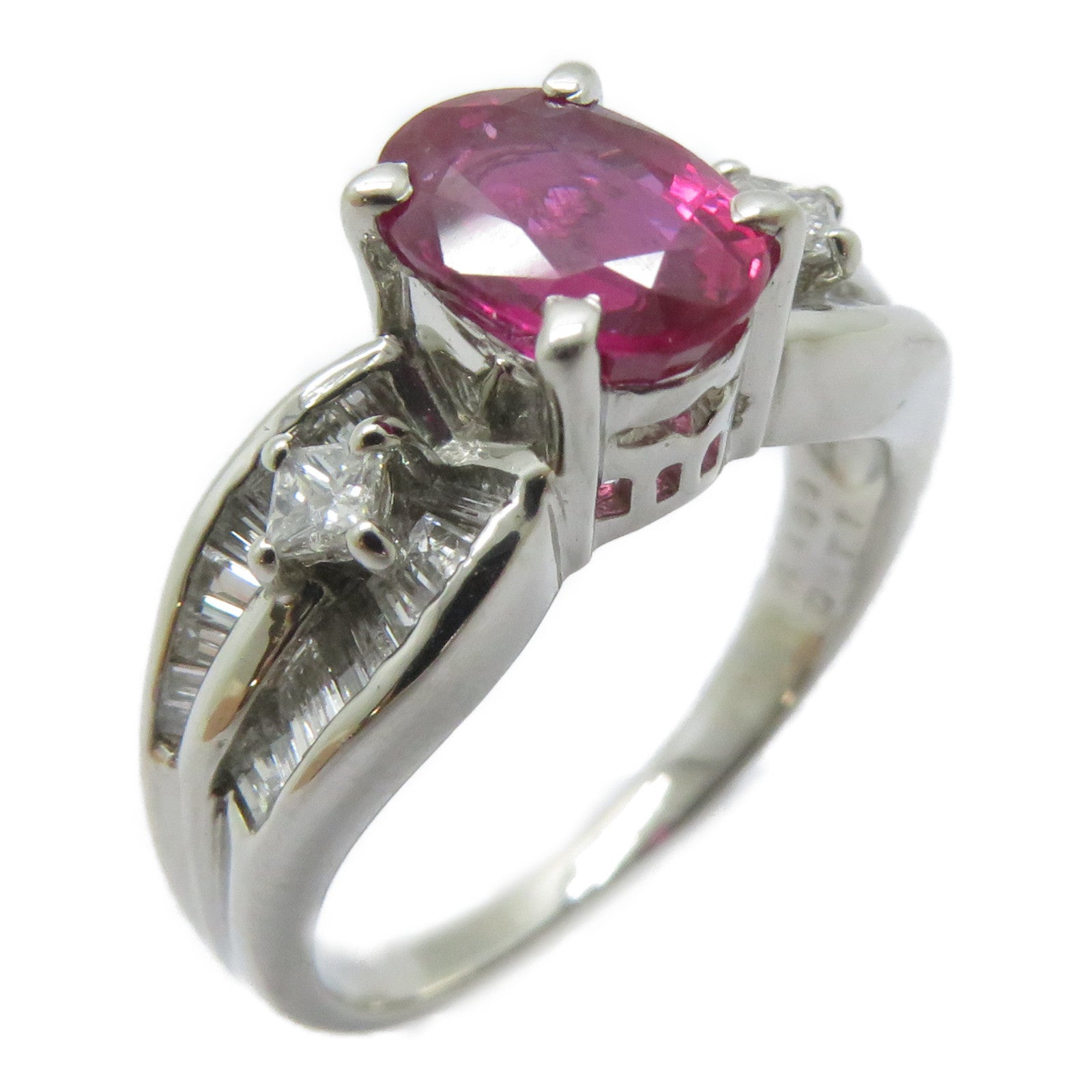 JEWELRY PT900鉑金Ruby Ring 1.69ct紅寶石/0.71ct鑽石戒指US#6.5