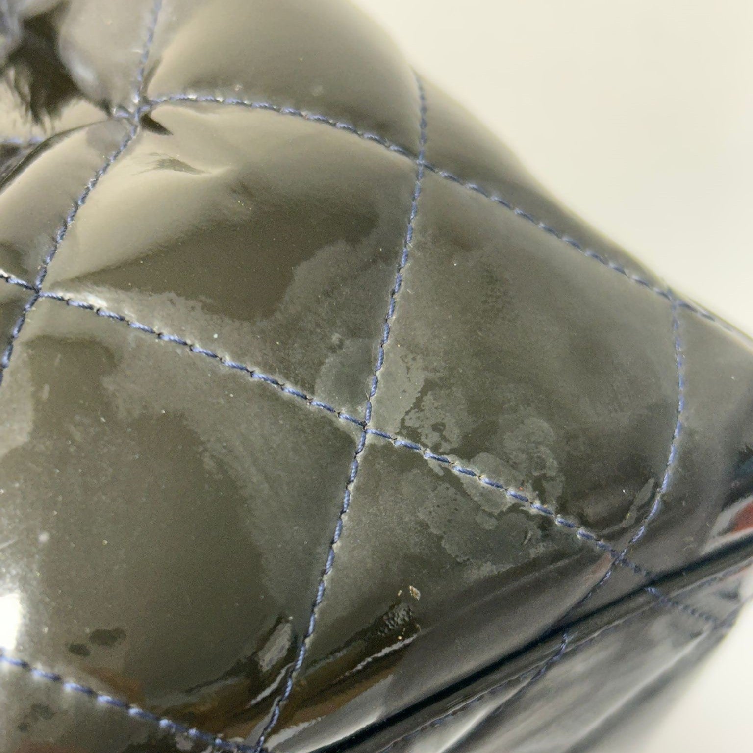 CHANEL CC SHW Maxi Classic Chain Shoulder Bag A5860 Patent Leather Dark Green