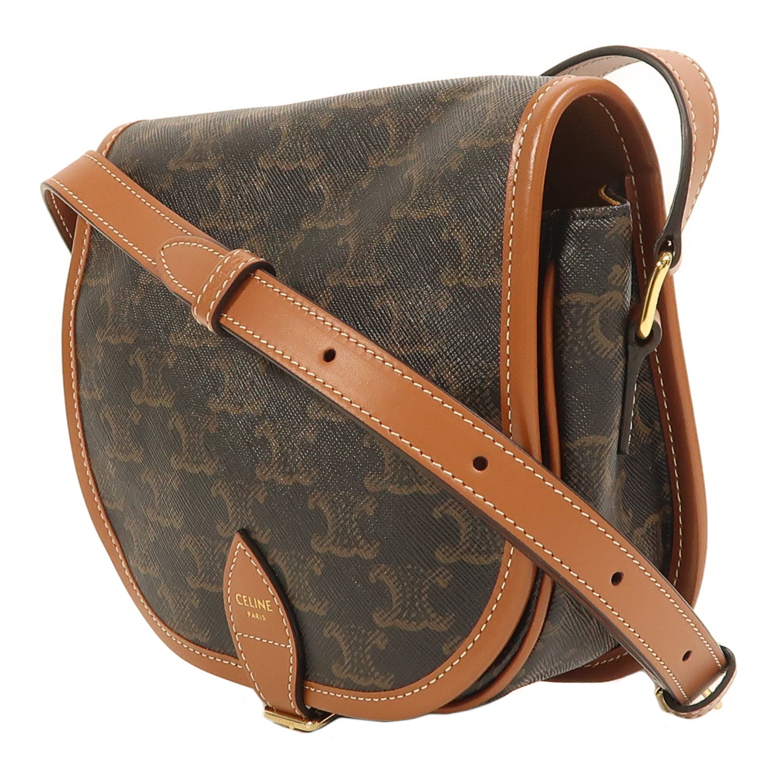 CELINE 塗層帆布Folco金扣肩背袋