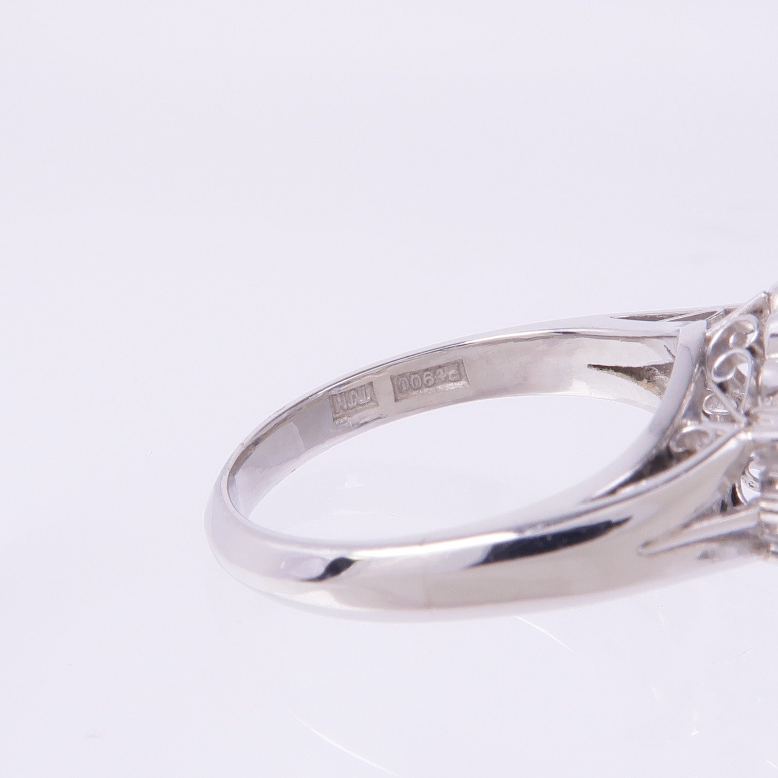 JEWELRY PT900鉑金Sapphire Diamond Ring藍寶石/鑽石戒指US#5