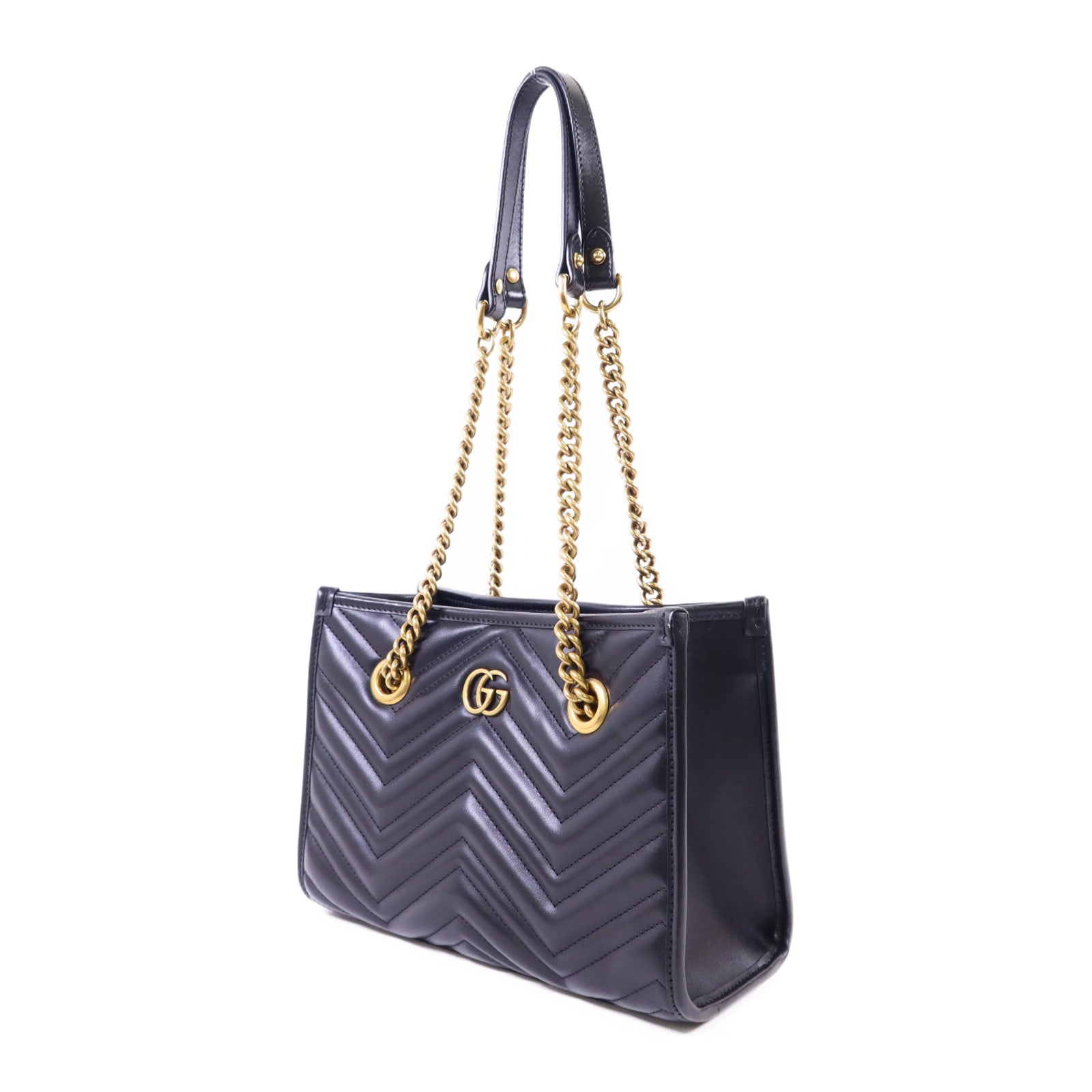 GUCCI 牛皮皮革GG Marmont Small Totel金扣鏈帶肩背袋