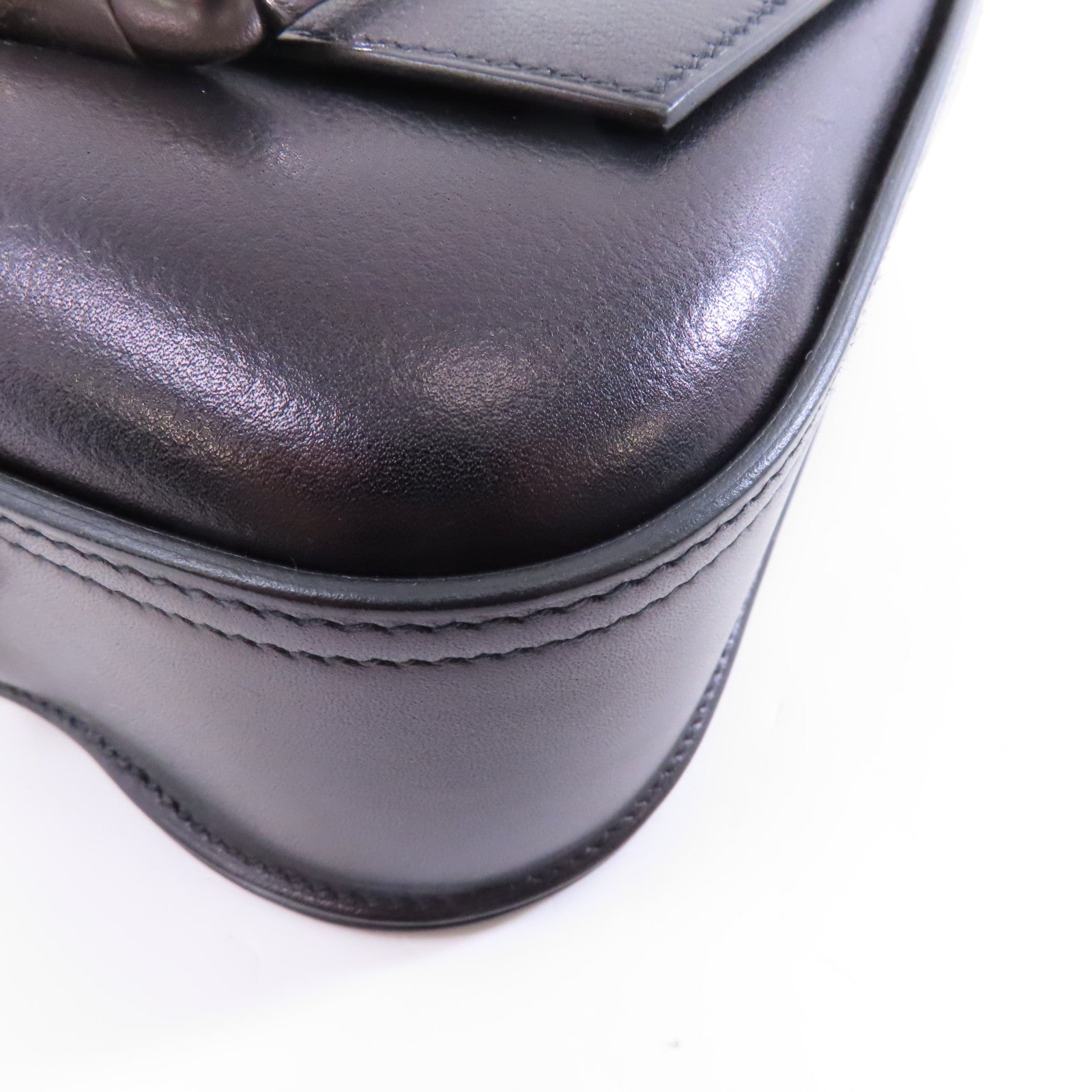 HERMES Evercolor皮革Della Cavalleria Mini銀扣肩背袋黑色