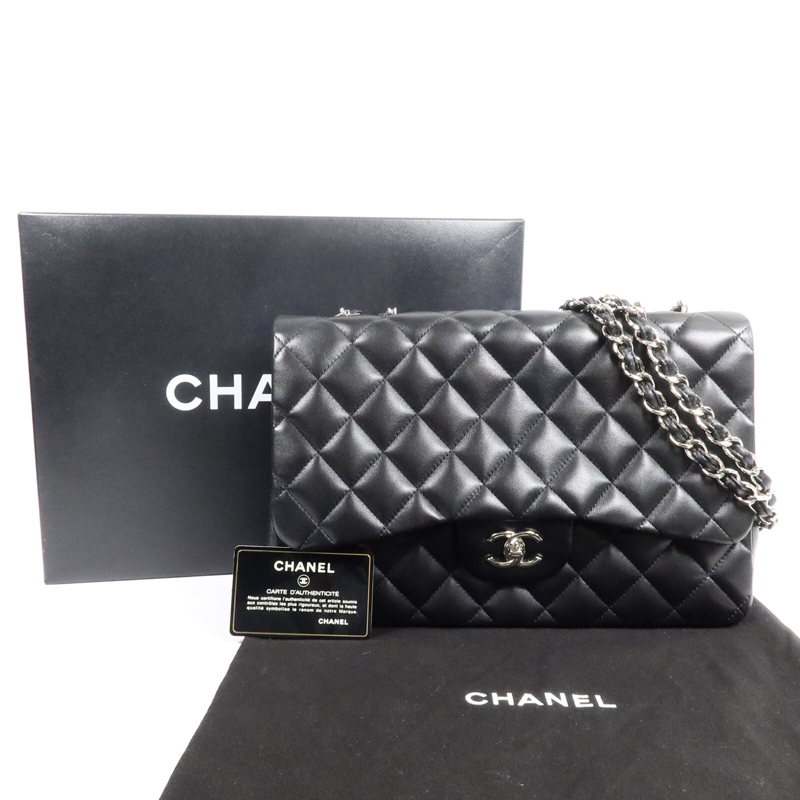 CHANEL 羊皮皮革Large Classic鏈帶肩背袋