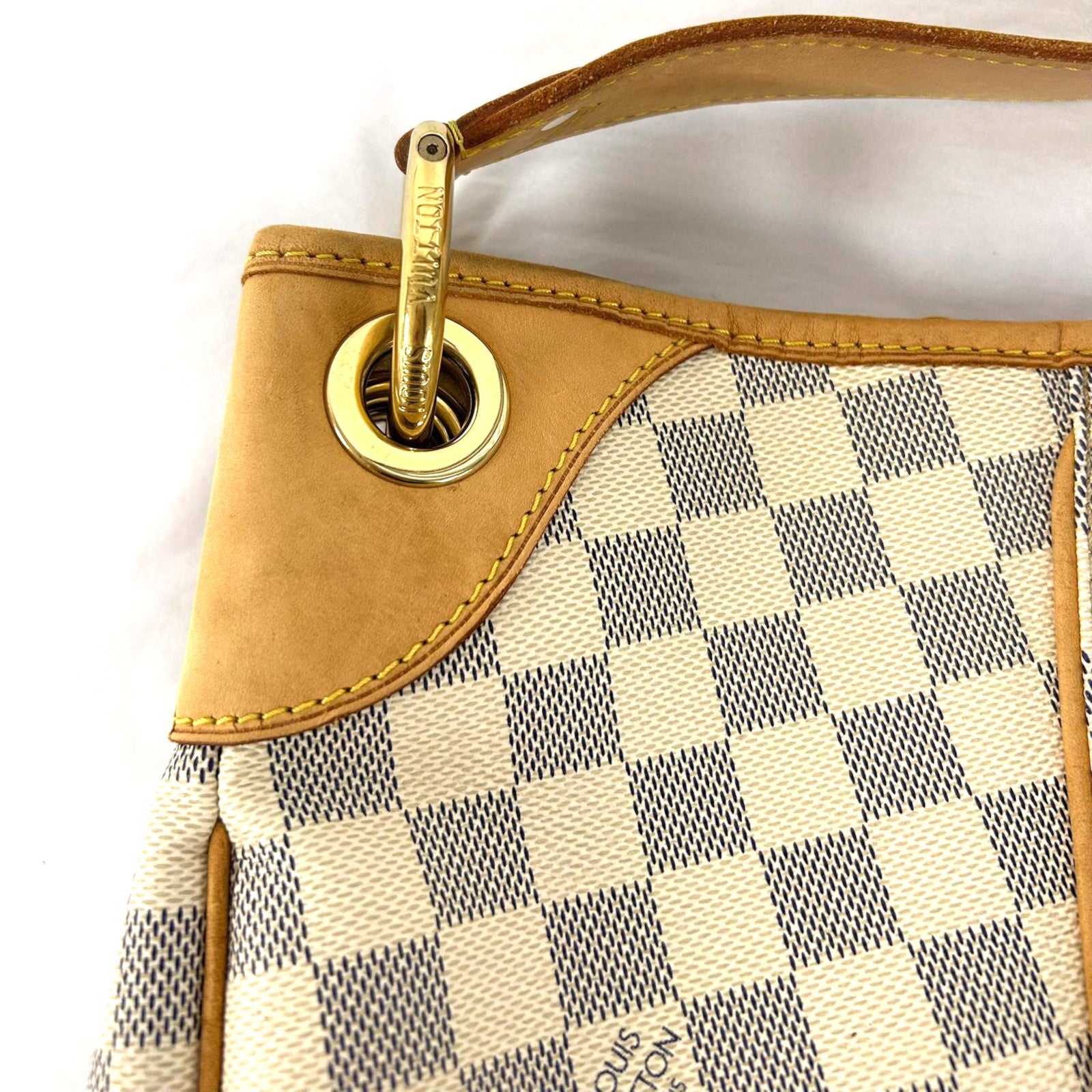 LOUIS VUITTON【激減優惠】 Damier Azur Galliera GM金扣肩背袋白色