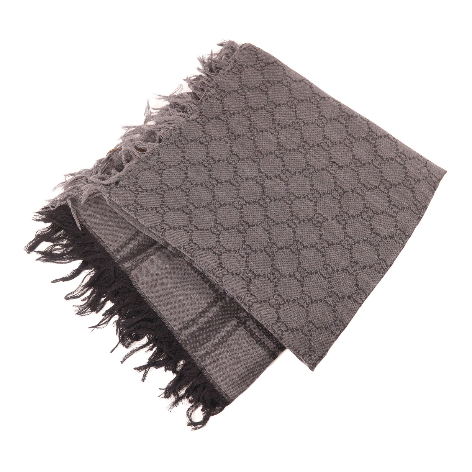 GUCCI 羊毛/絲質Scarf圍巾灰色