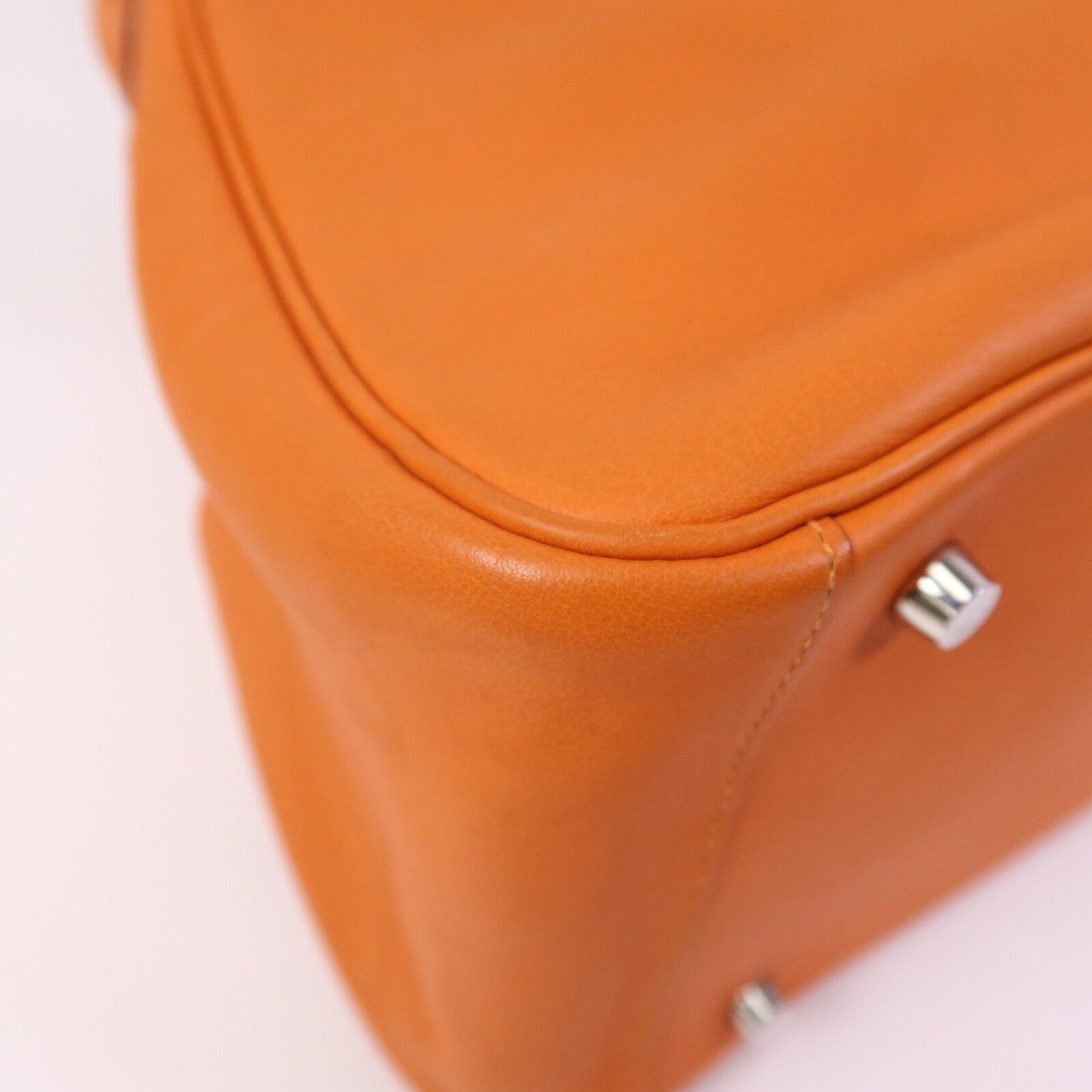 HERMES Swift皮革Lindy 34銀扣手挽肩背兩用袋Orange