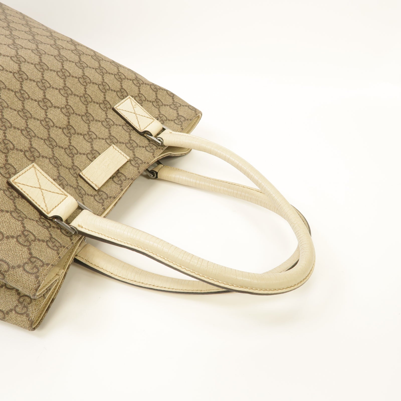 GUCCI 塗層帆布Tote Bag銀扣手挽袋米色