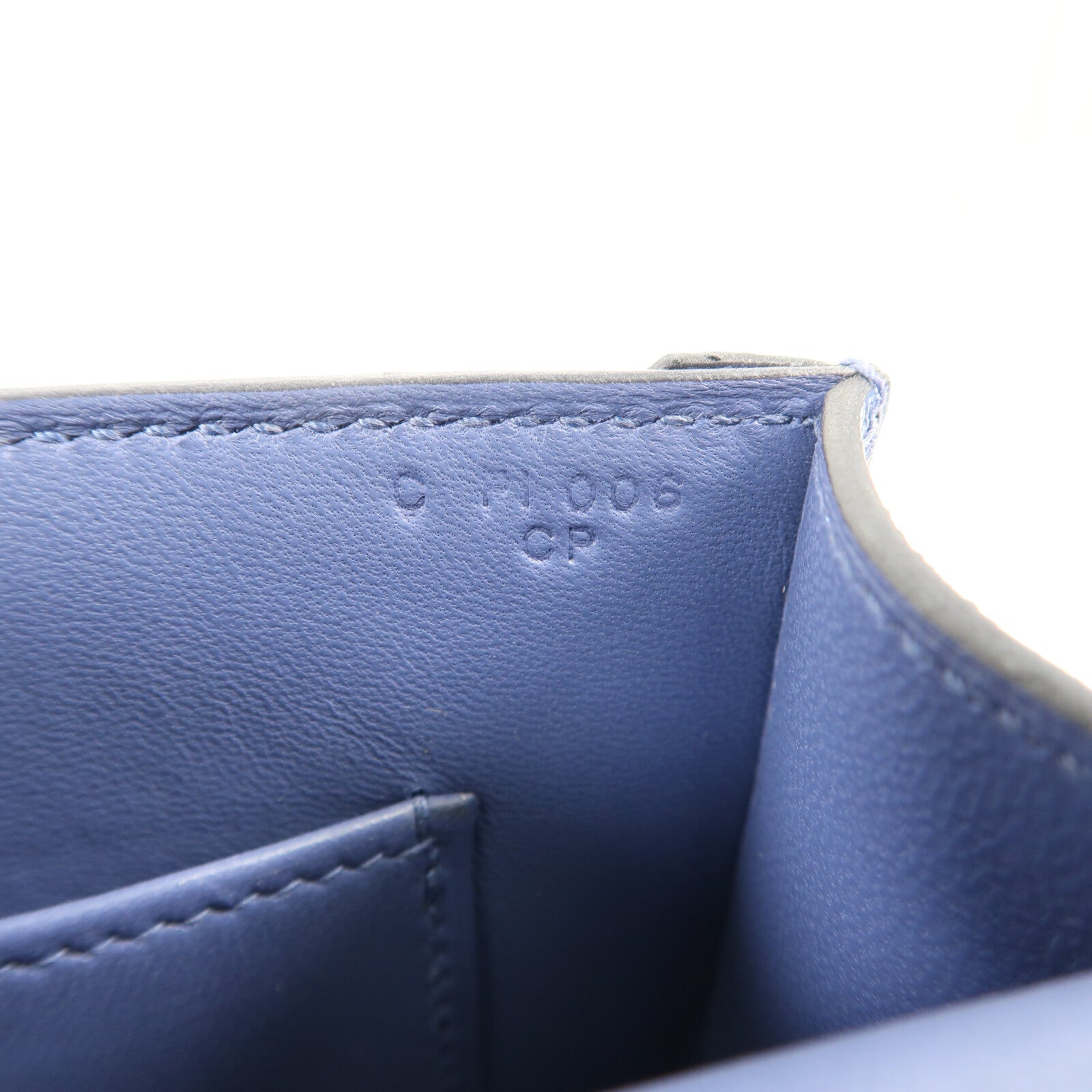 HERMES Chevre皮革Verrou Mini銀扣鏈帶肩背袋Bleu Brighton