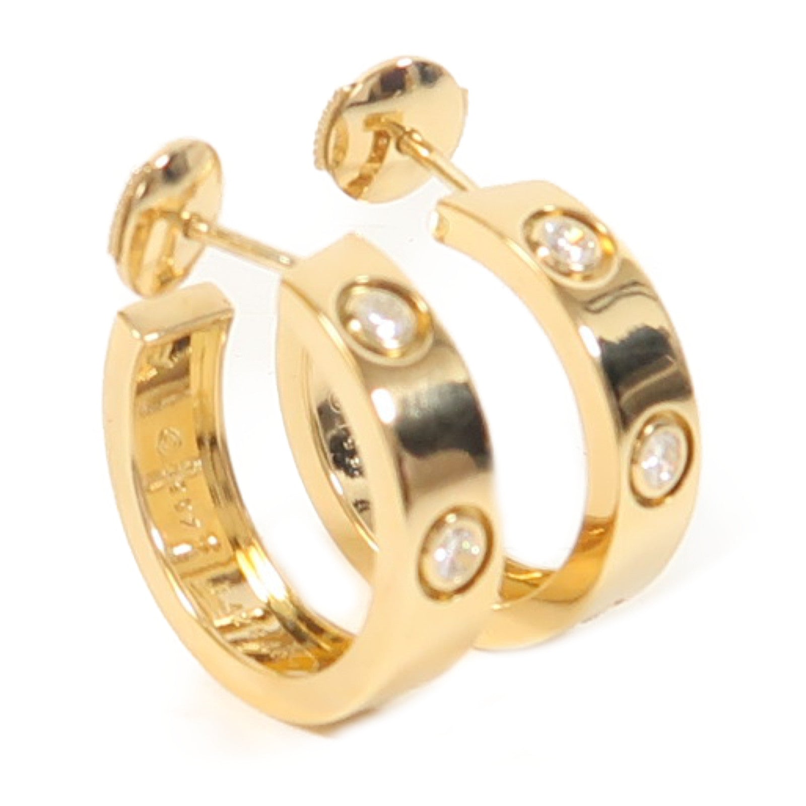 CARTIER 18K黃金Love Diamond Earrings鑽石耳環金色