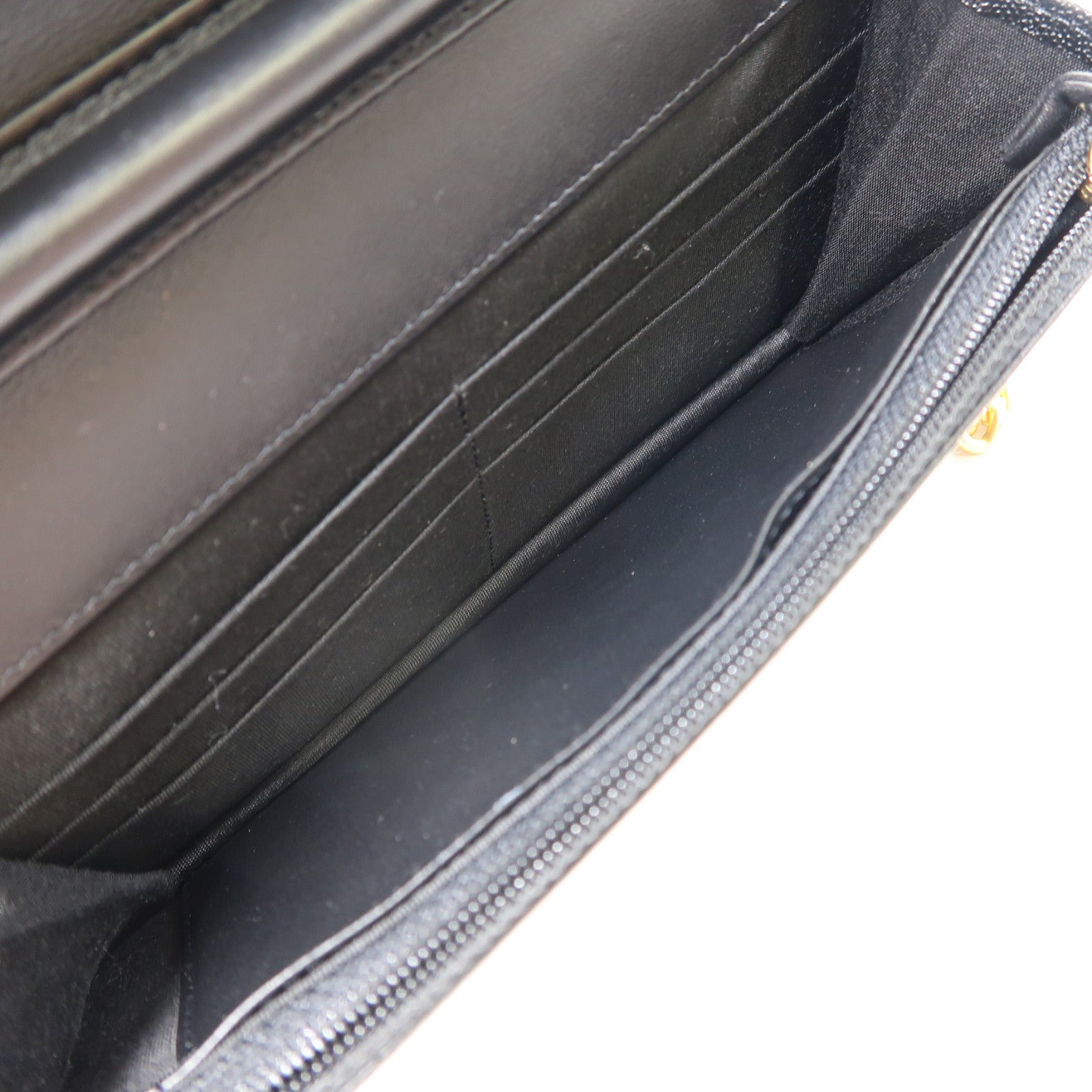 CHANEL 菱格牛皮皮革WOC Wallet On Chain金扣鏈帶肩背袋黑色