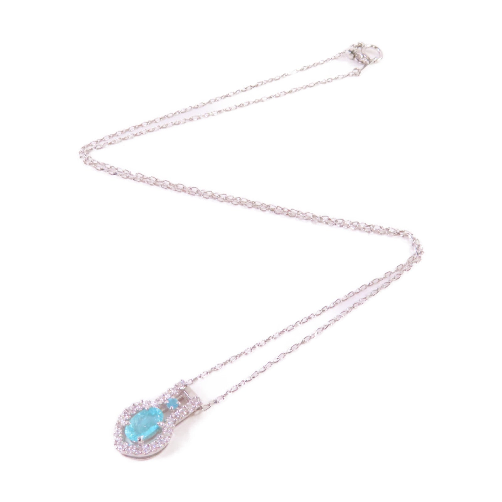 JEWELRY PT900/PT850鉑金/0.80ct碧壐/0.03/0.30ct鑽石Paraiba Tourmaline Diamond Necklace項鏈