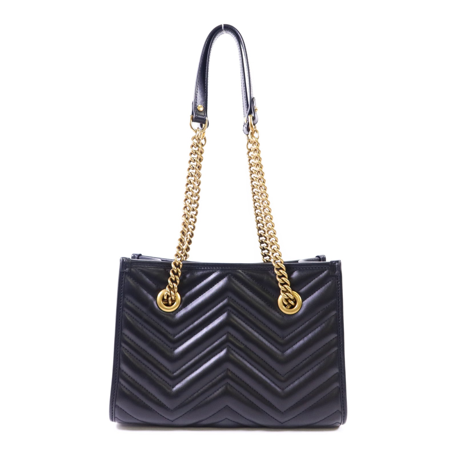 GUCCI 牛皮皮革GG Marmont Small Totel金扣鏈帶肩背袋