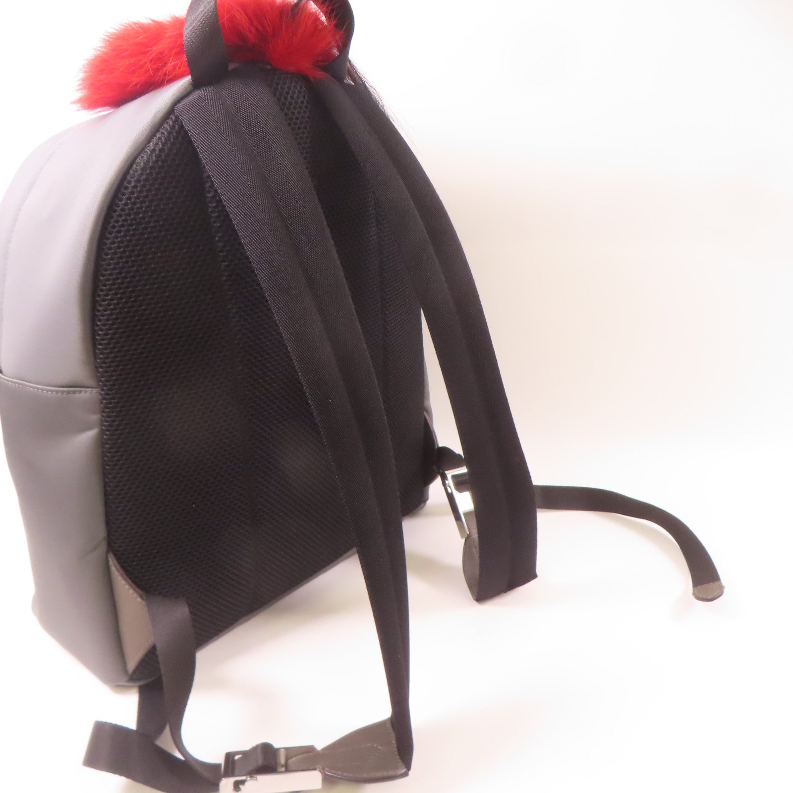 FENDI 尼龍Monster Bug 銀扣背包灰色