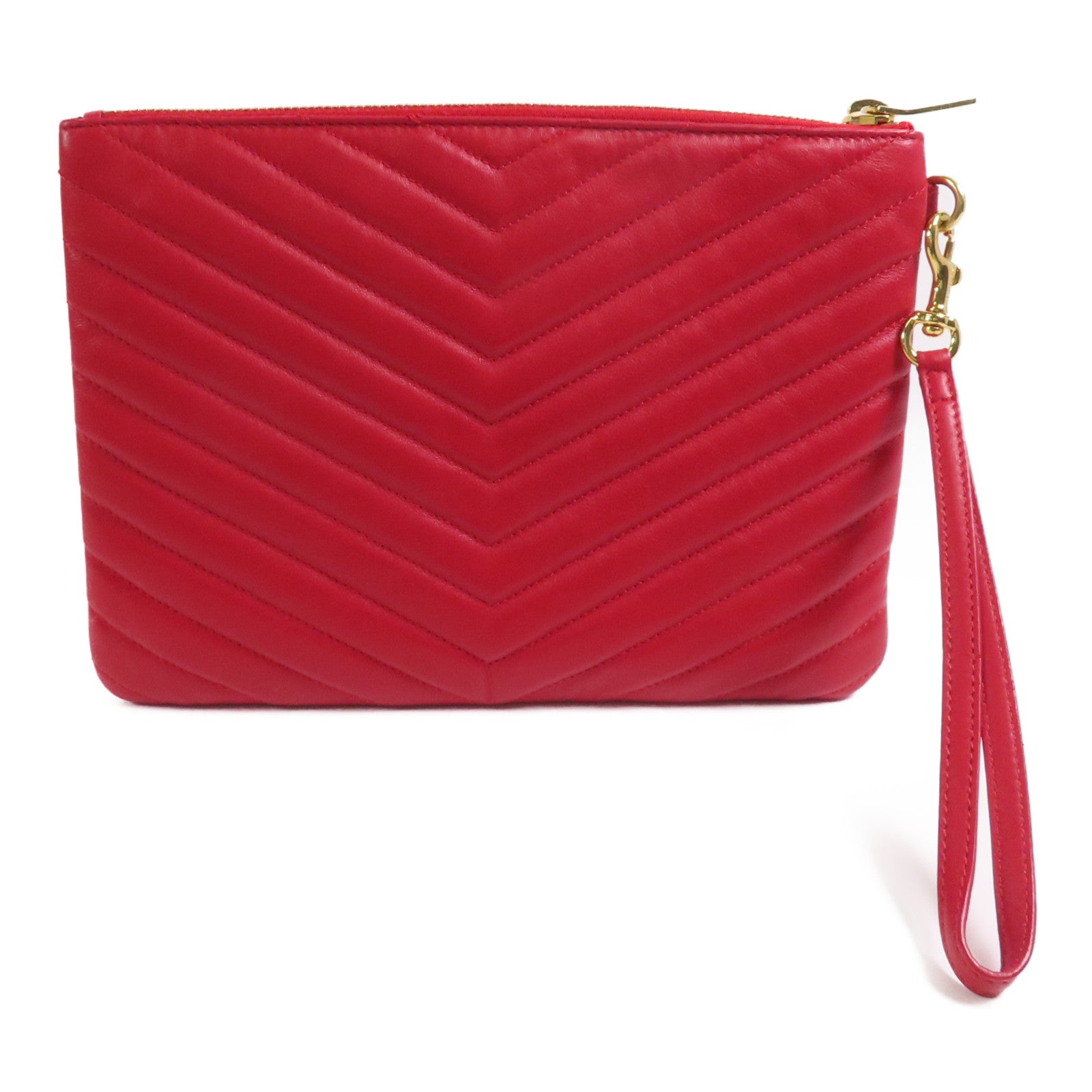 SAINT LAURENT 牛皮皮革Pouch金扣手拿包