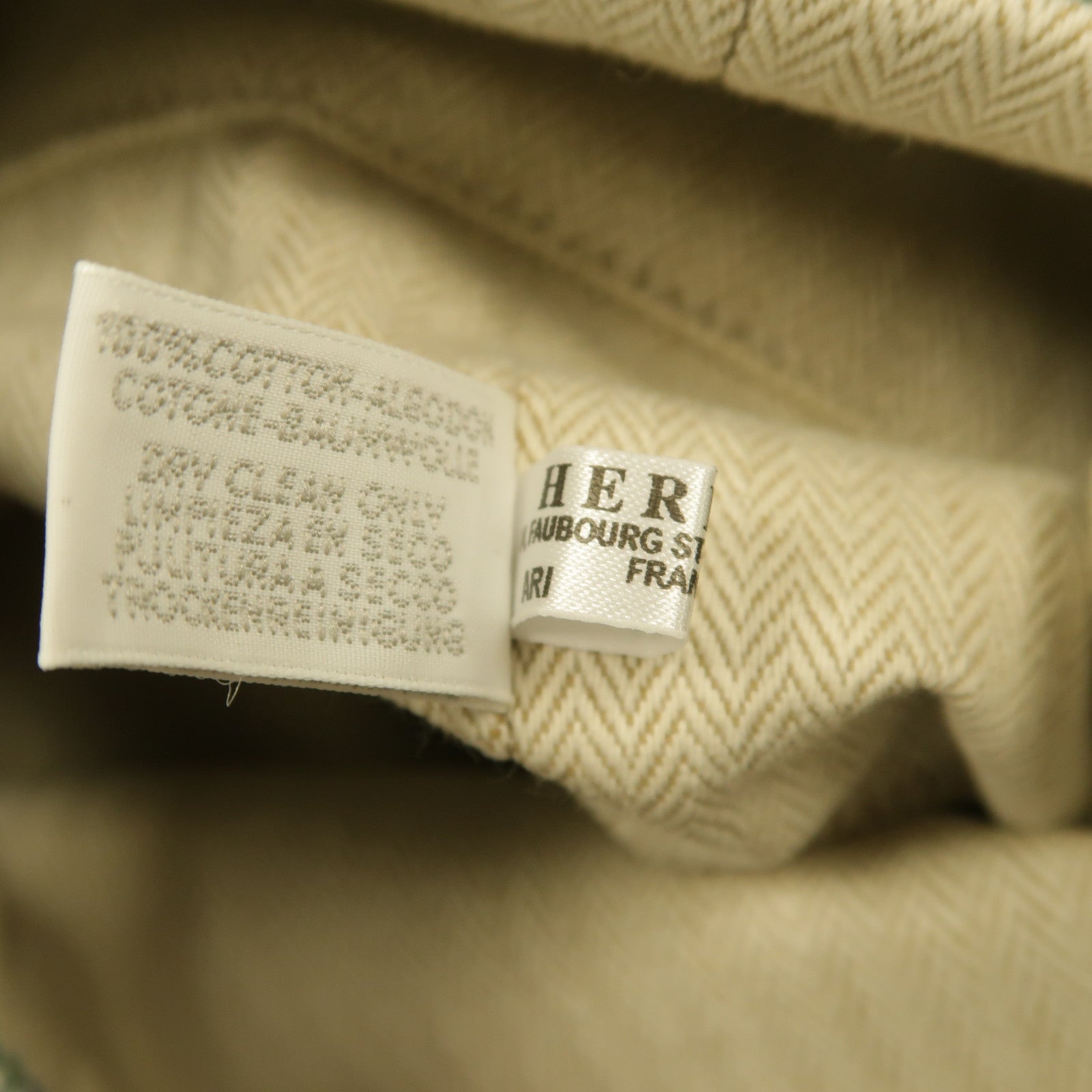 HERMES 布料Sac a dos Les Cabanes銀扣背包綠色