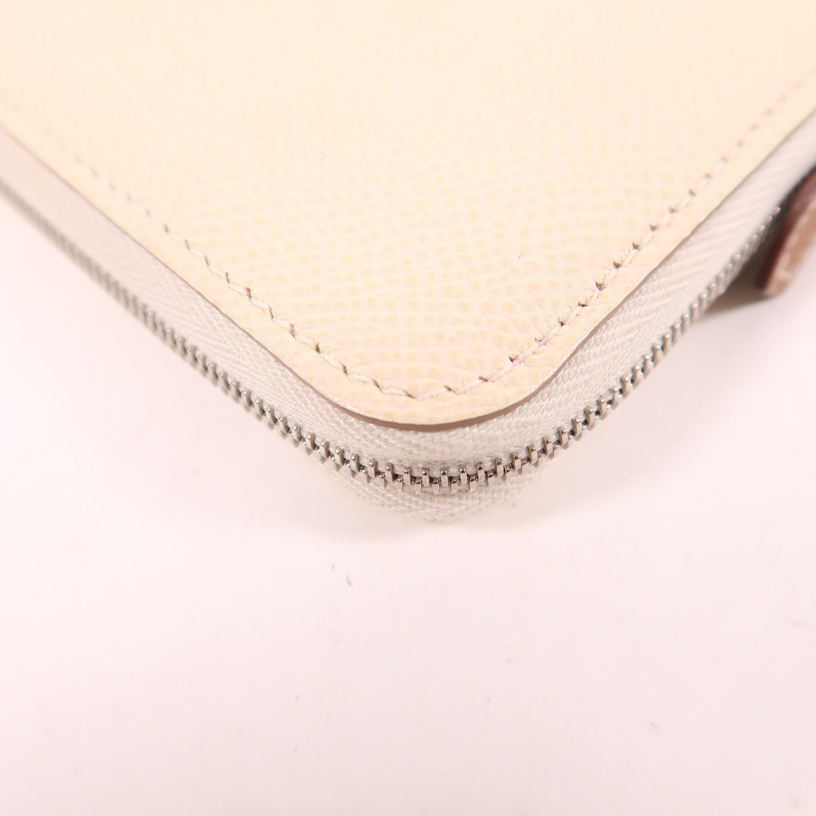 HERMES PHW Silk In Compact Wallet Veau Epsom Leather White