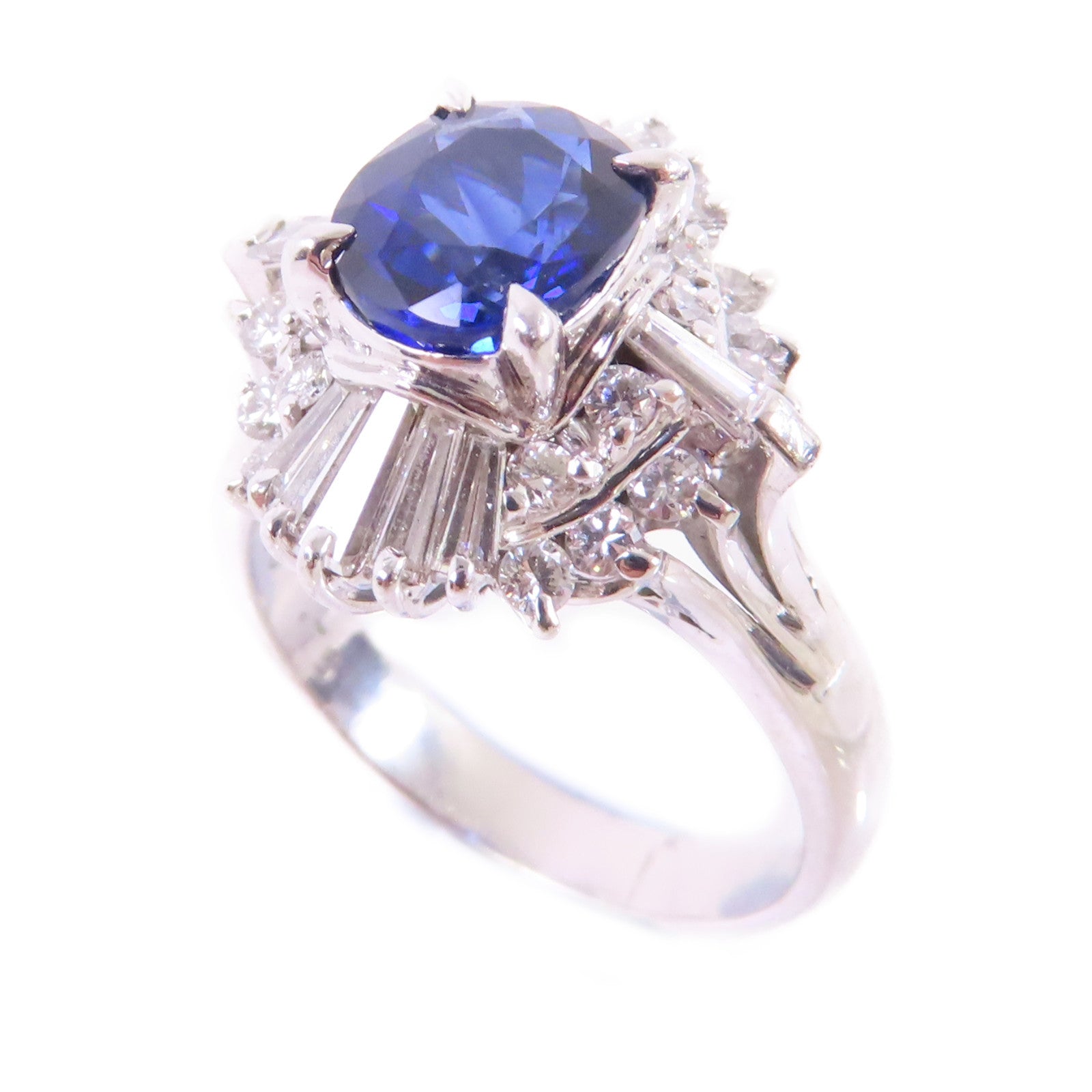 JEWELRY 1.56ct Sapphire 0.75ct Diamond Ring US#5.5 PT900 Platinum