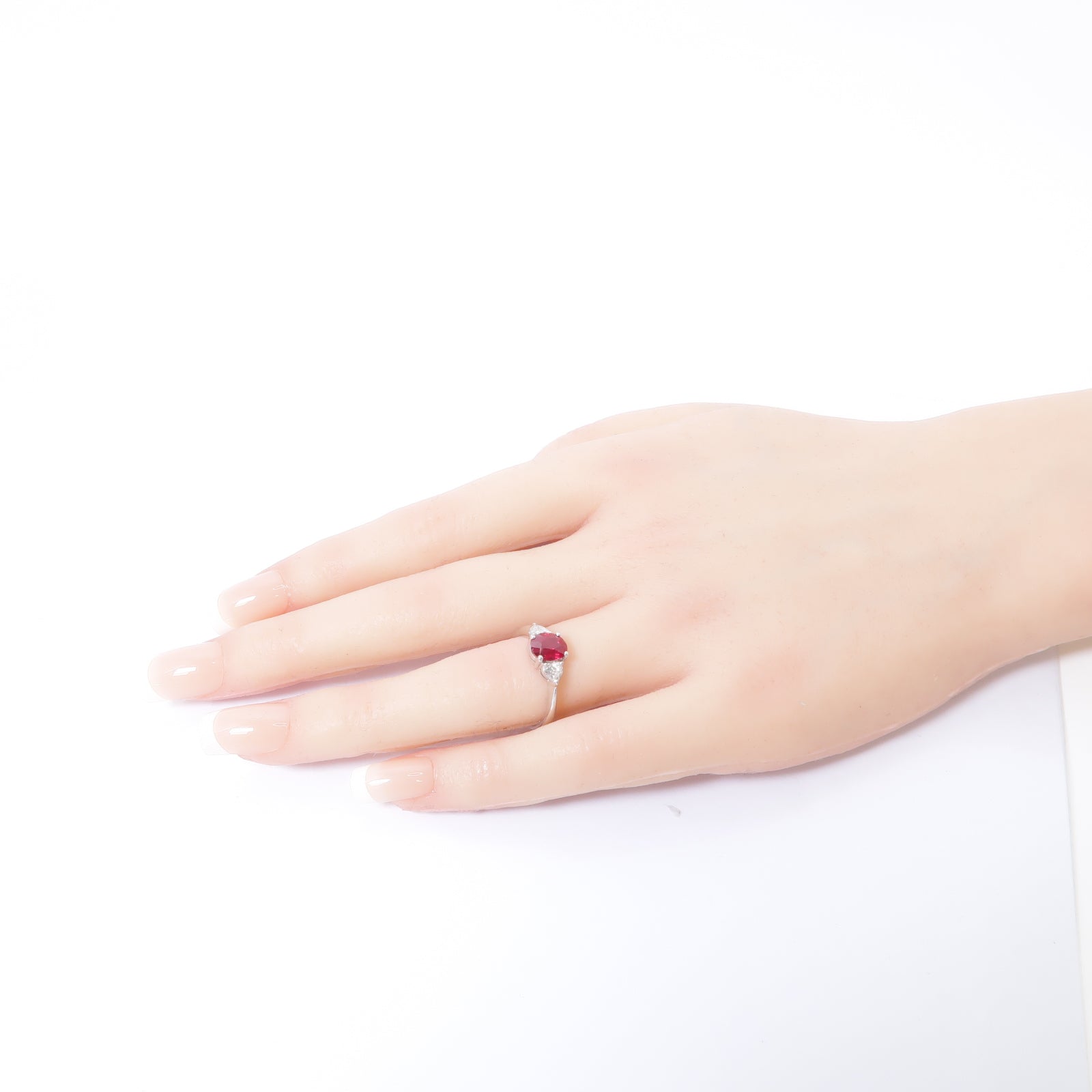 JEWELRY 18K白金Ruby/Diamond Ring 1.51ct紅寶石/0.47ct鑽石戒指US#6