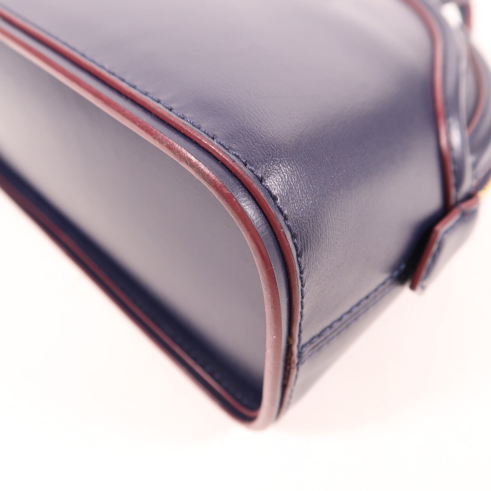 MCM GHW 2 Way Shoulder Hand Bag Calfskin Leather Blue