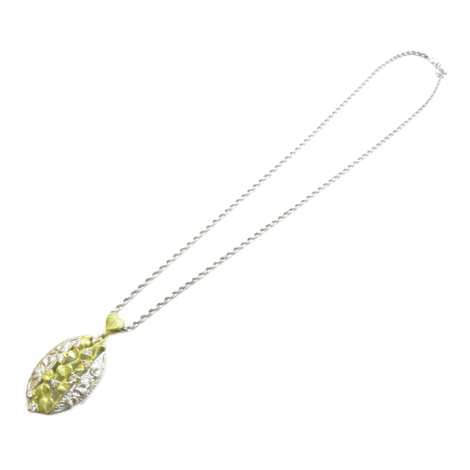 JEWELRY 【激減優惠】PT900鉑金/18K黃金Diamond Necklace 0.37ct鑽石項鍊