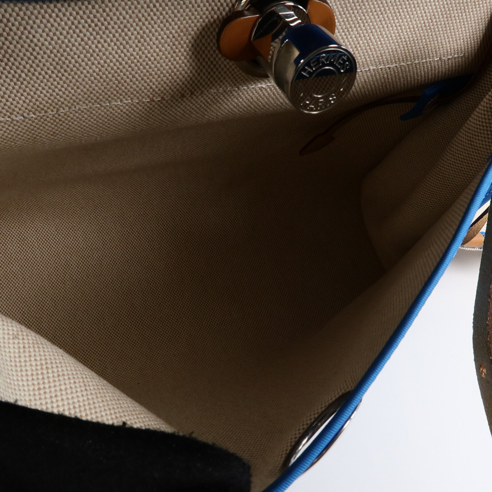 HERMES Toile Berline Herbag PM手挽肩背兩用袋Bleu Izmir