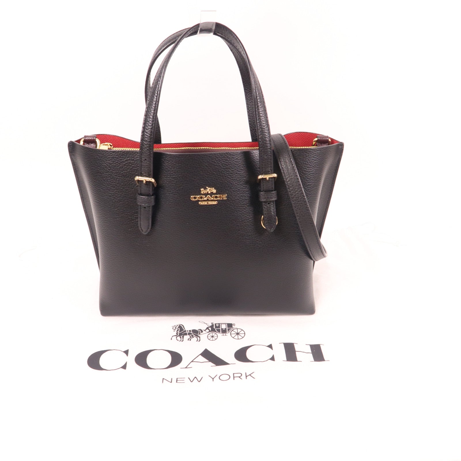COACH 皮革2 Way Shoulder Bag金扣手挽肩背兩用袋黑色