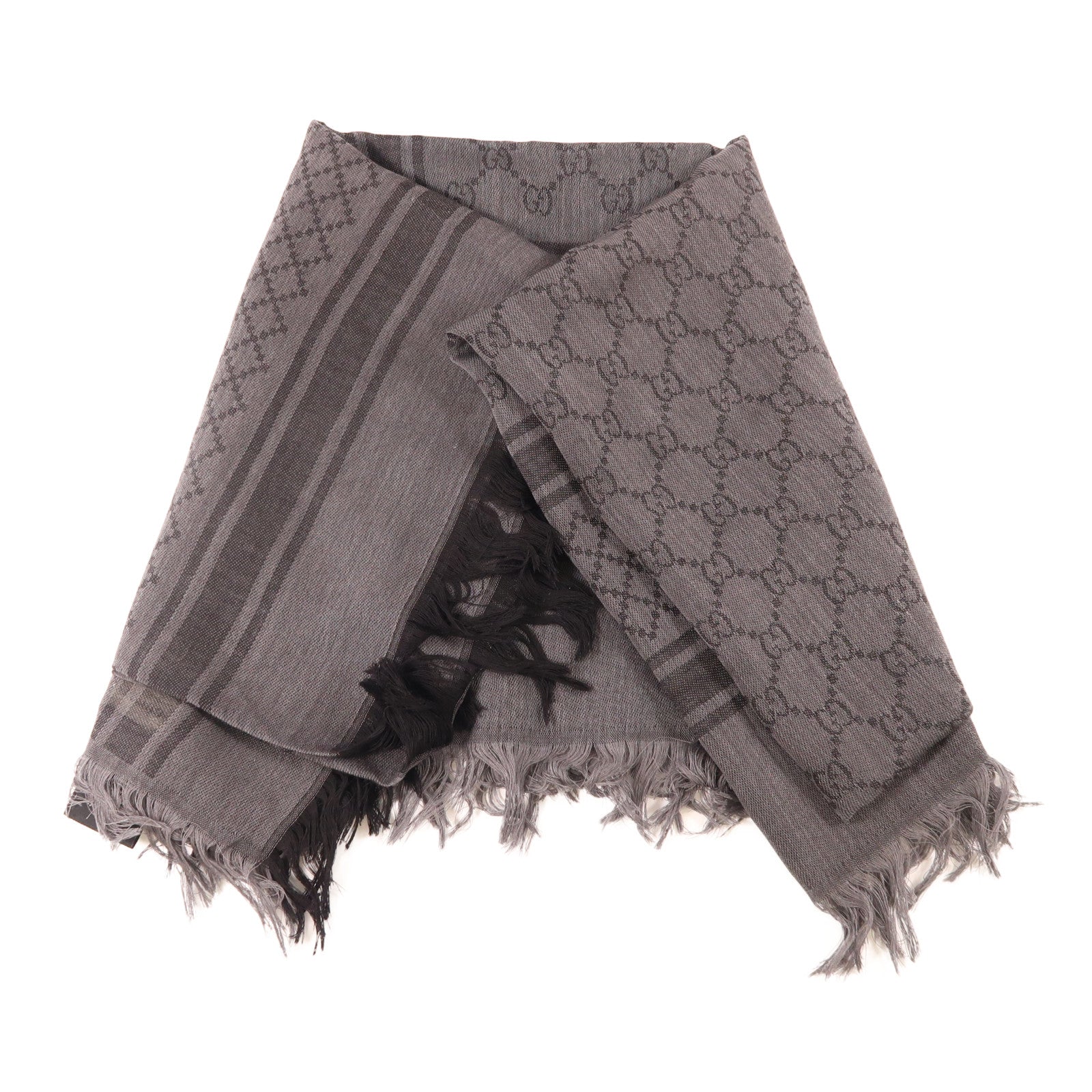 GUCCI 羊毛/絲質Scarf圍巾灰色
