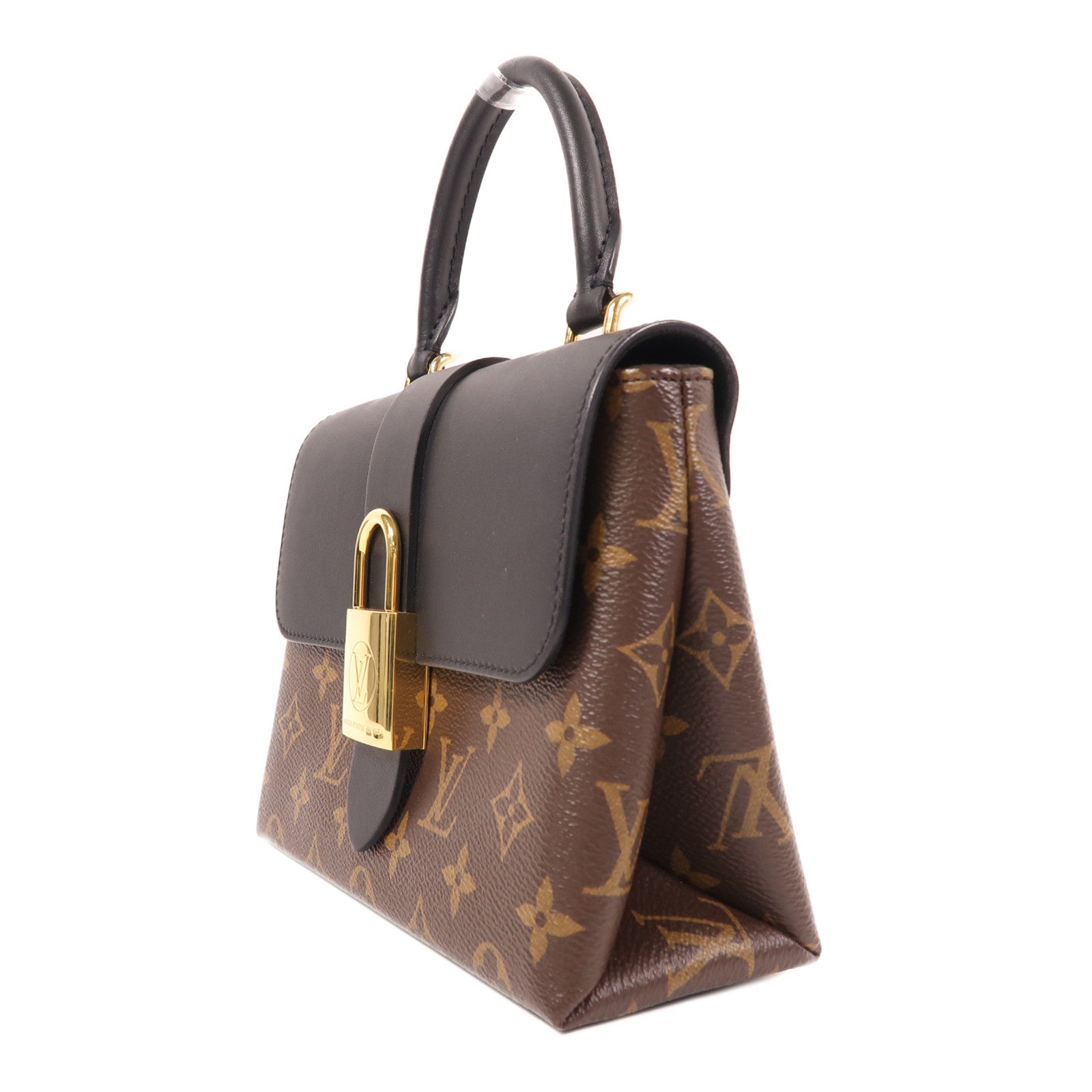 LOUIS VUITTON Monogram Locky BB金扣手挽肩背兩用袋棕色/黑色