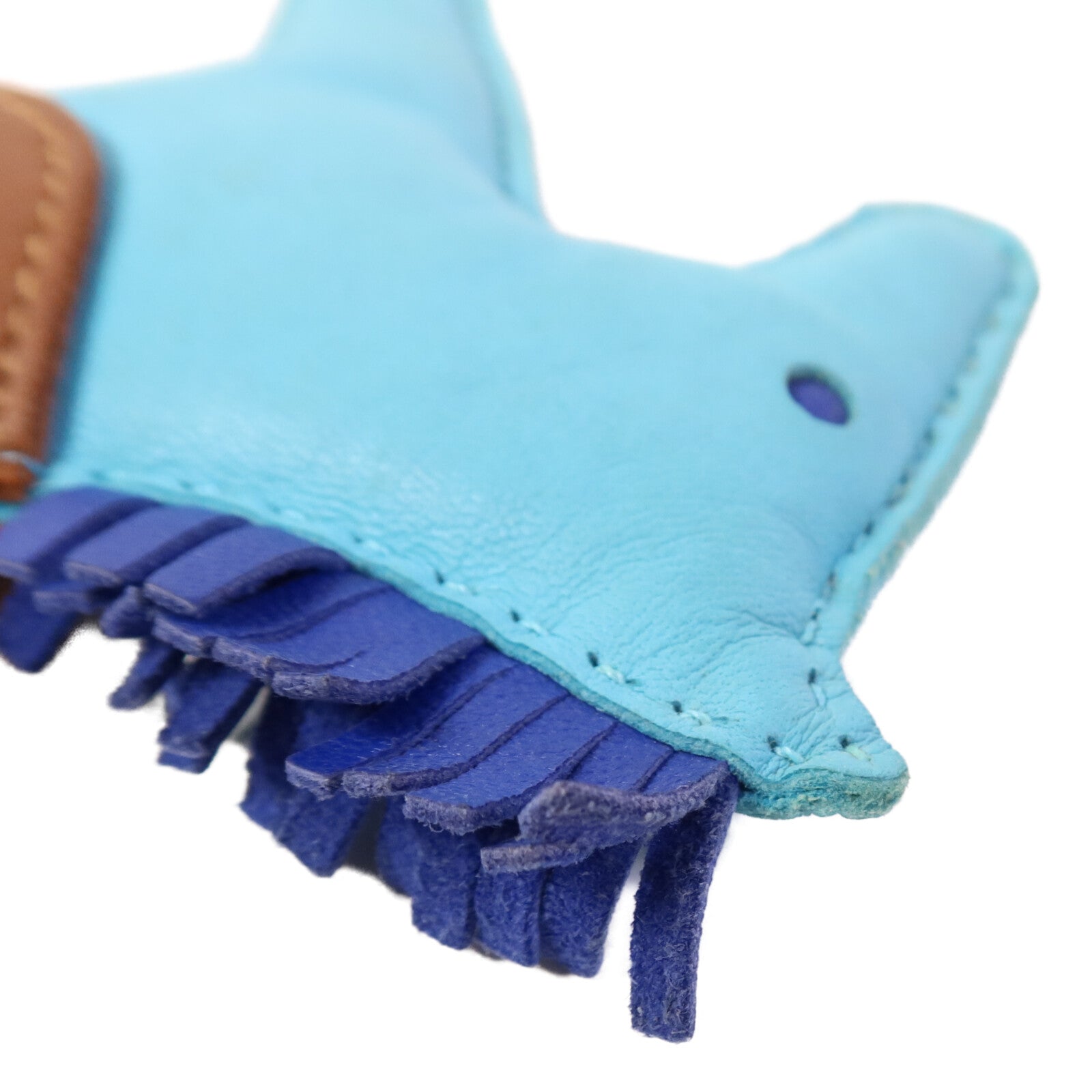 HERMES Milo皮革Rodeo MM掛飾Blue/Brown