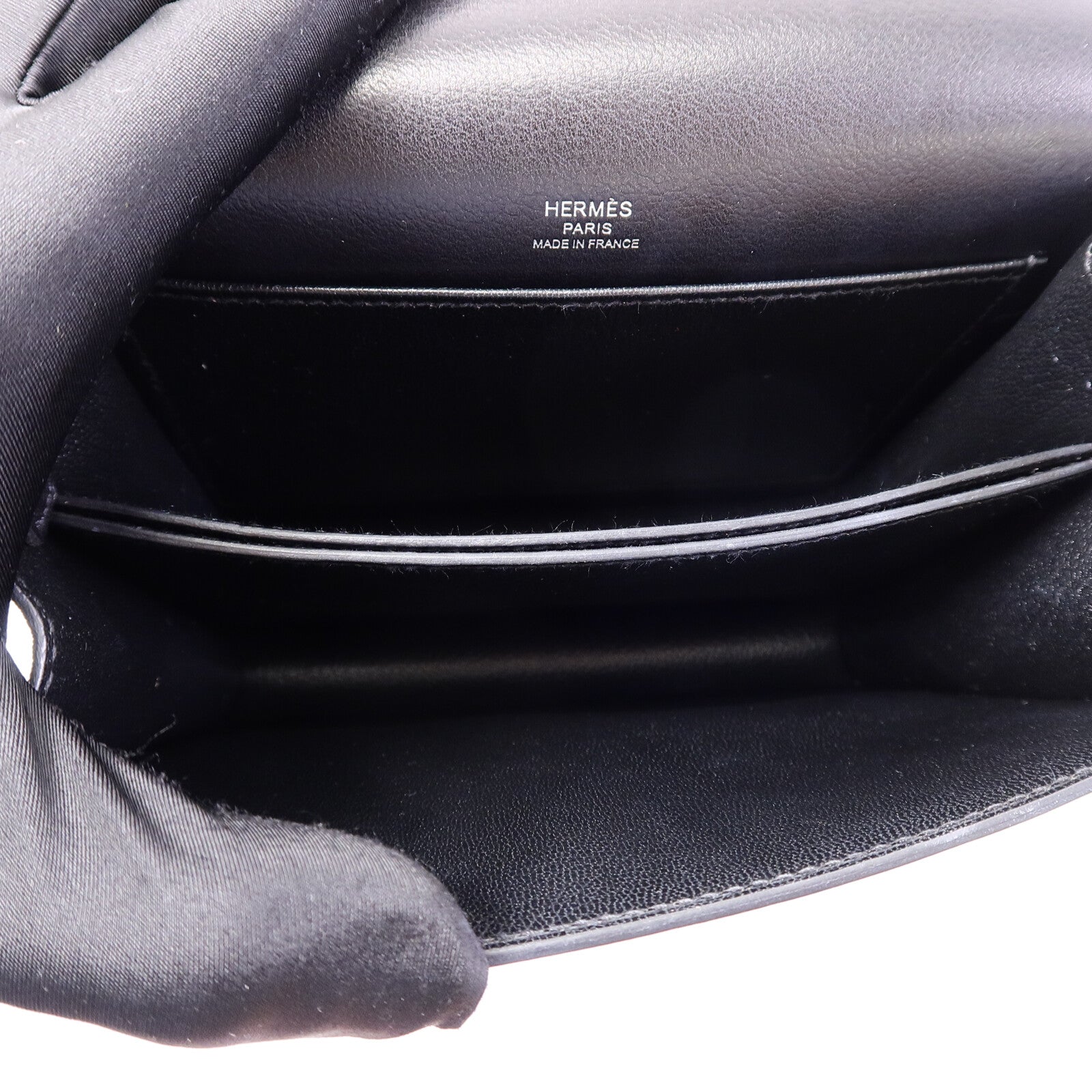 HERMES Evergrain皮革Mini Roulis肩背袋Noir