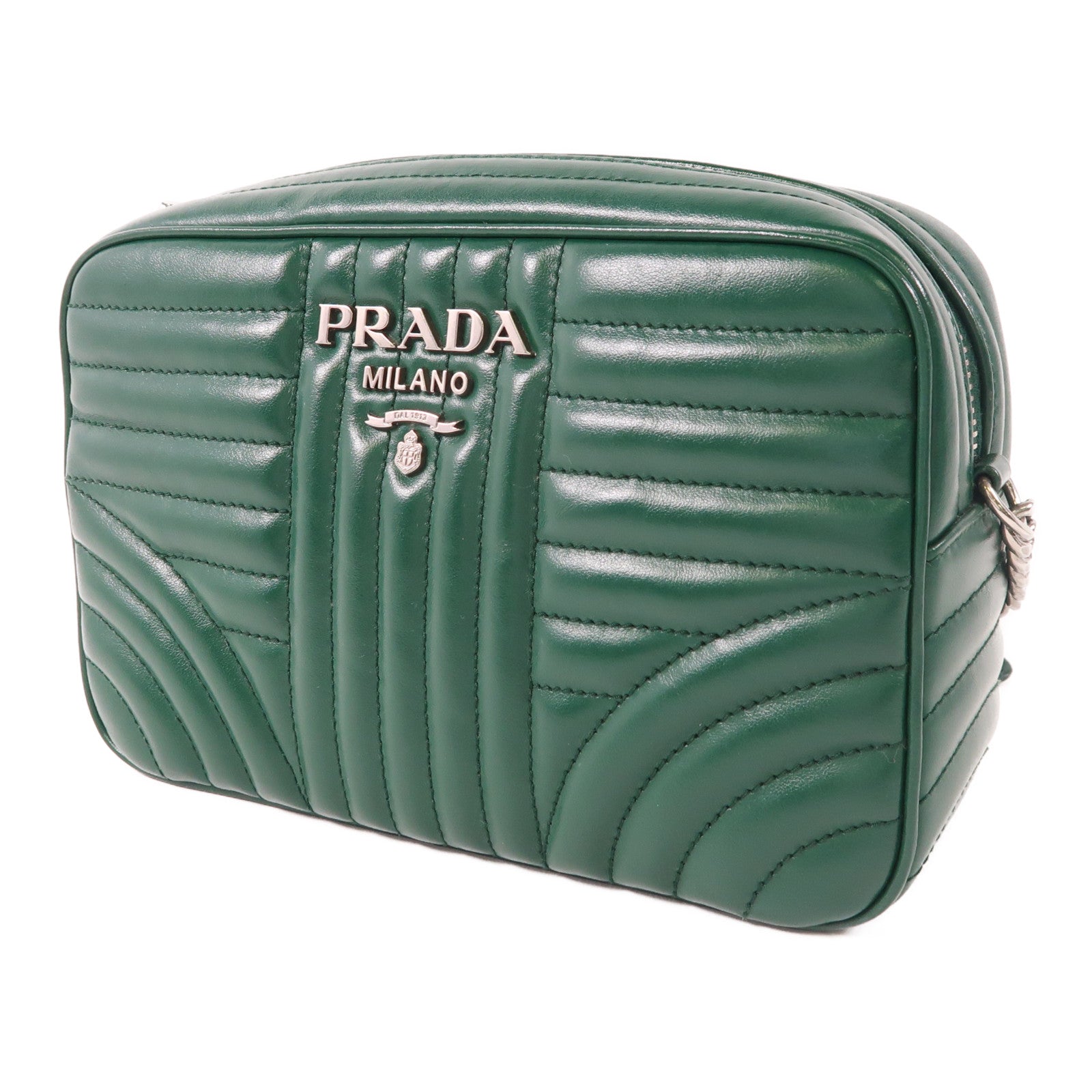 PRADA 牛皮皮革Shoulder Bag銀扣肩背袋