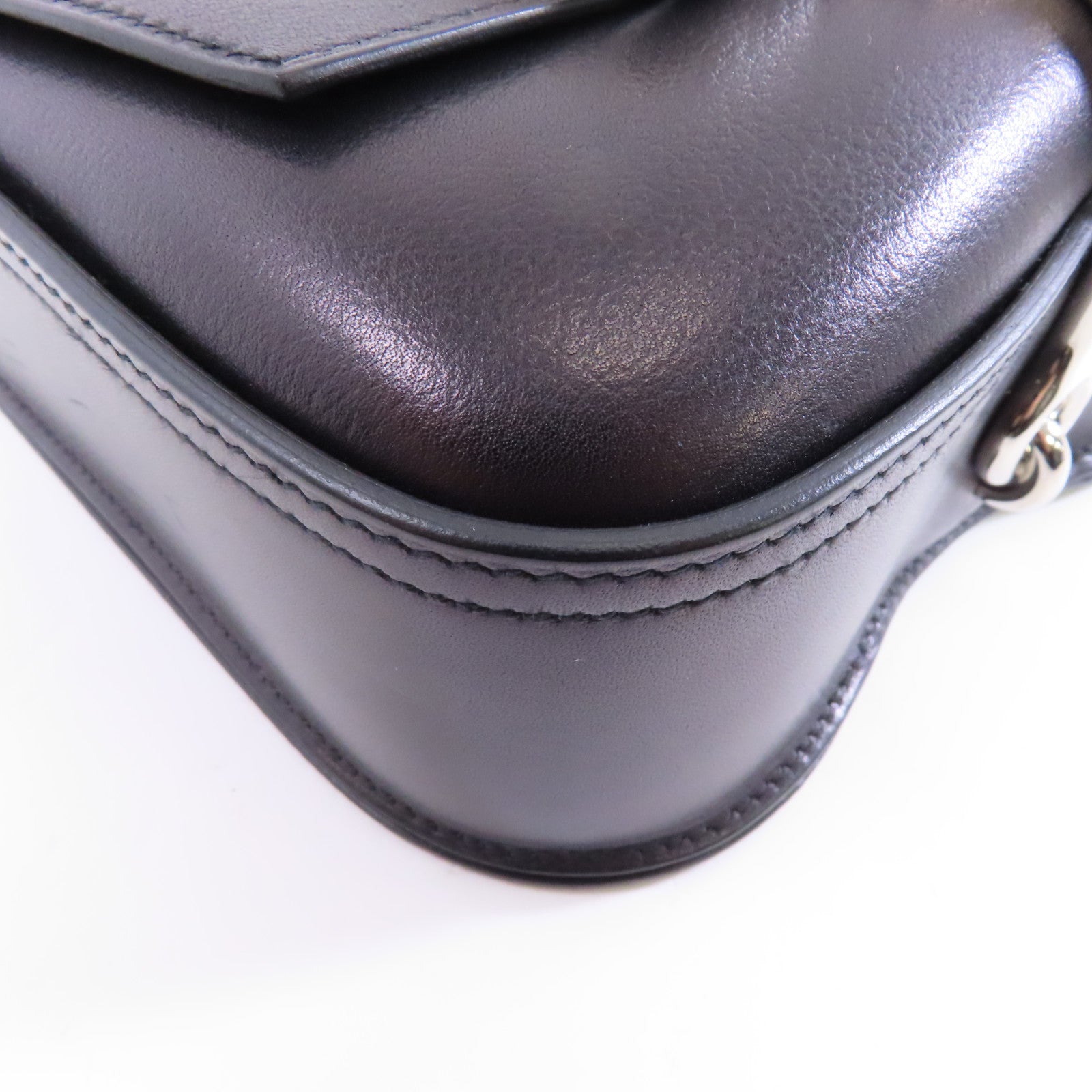 HERMES Evercolor皮革Della Cavalleria Mini銀扣肩背袋黑色