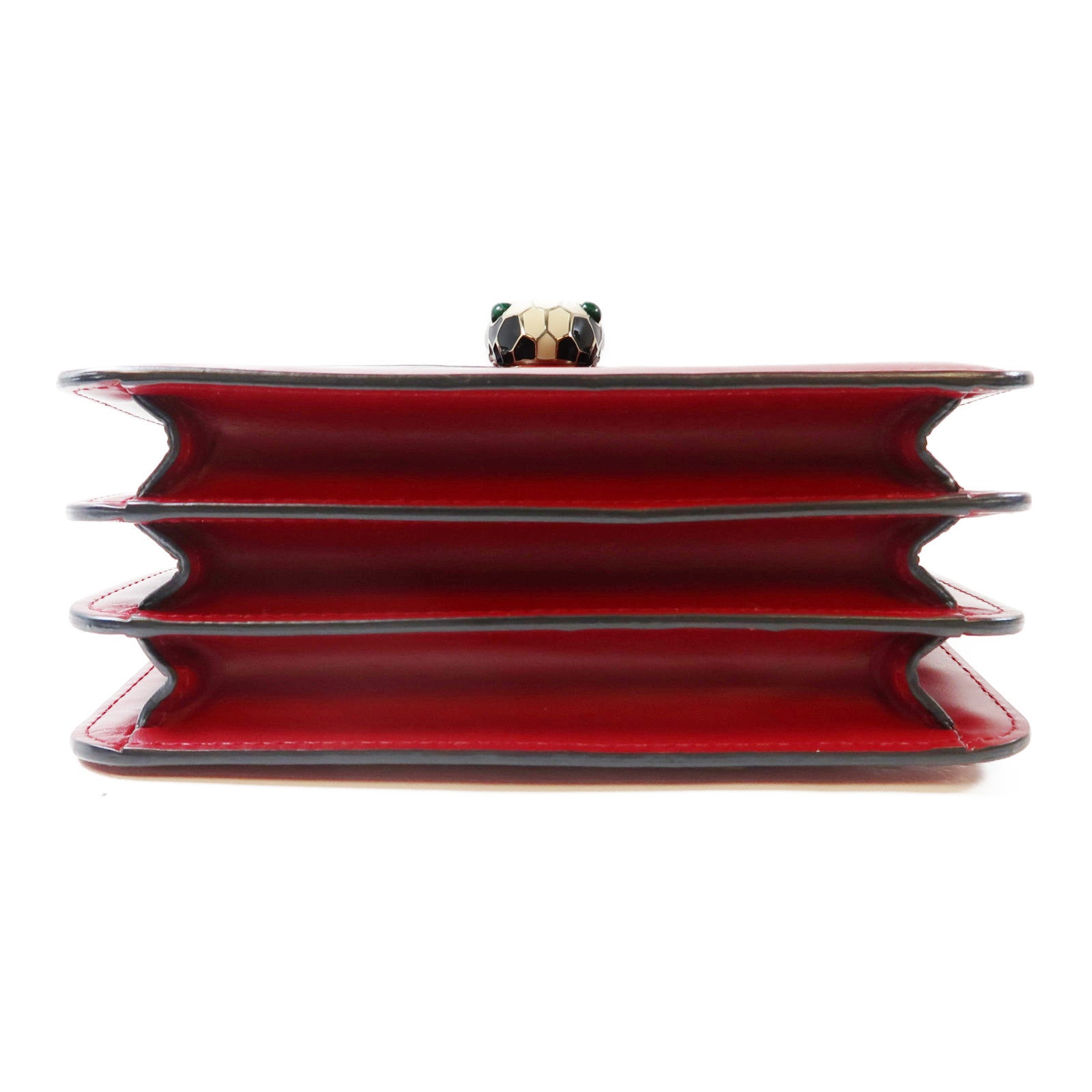 BVLGARI 牛皮皮革Serpenti Forever 2 Way Shoulder金扣手挽肩背兩用袋紅色