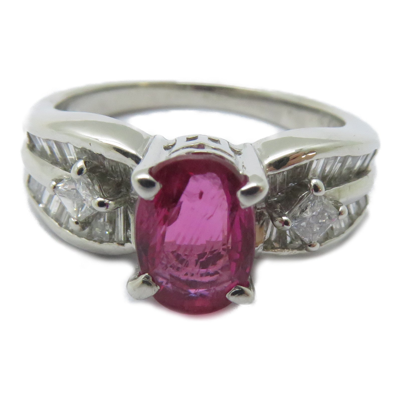 JEWELRY PT900鉑金Ruby Ring 1.69ct紅寶石/0.71ct鑽石戒指US#6.5
