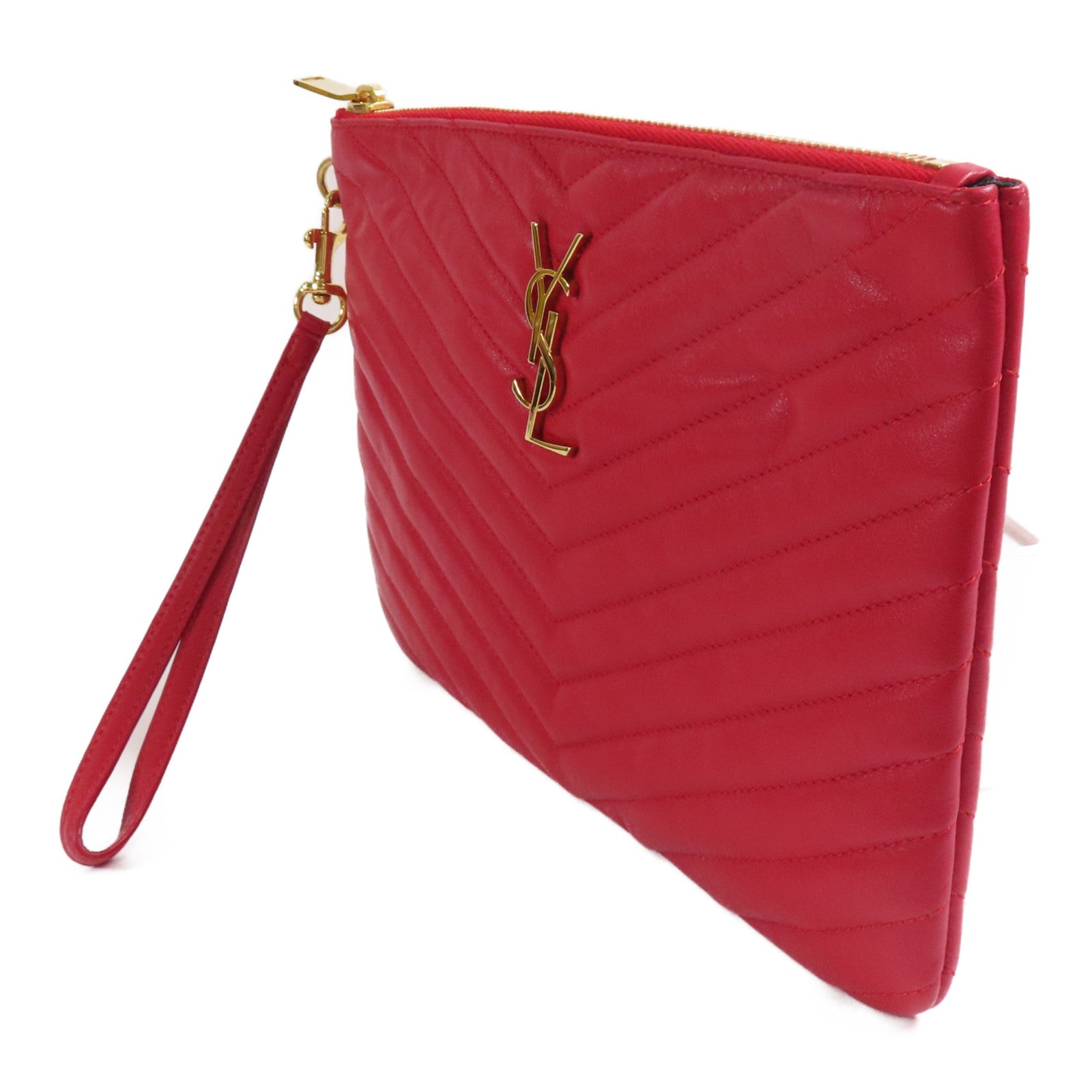 SAINT LAURENT 牛皮皮革Pouch金扣手拿包