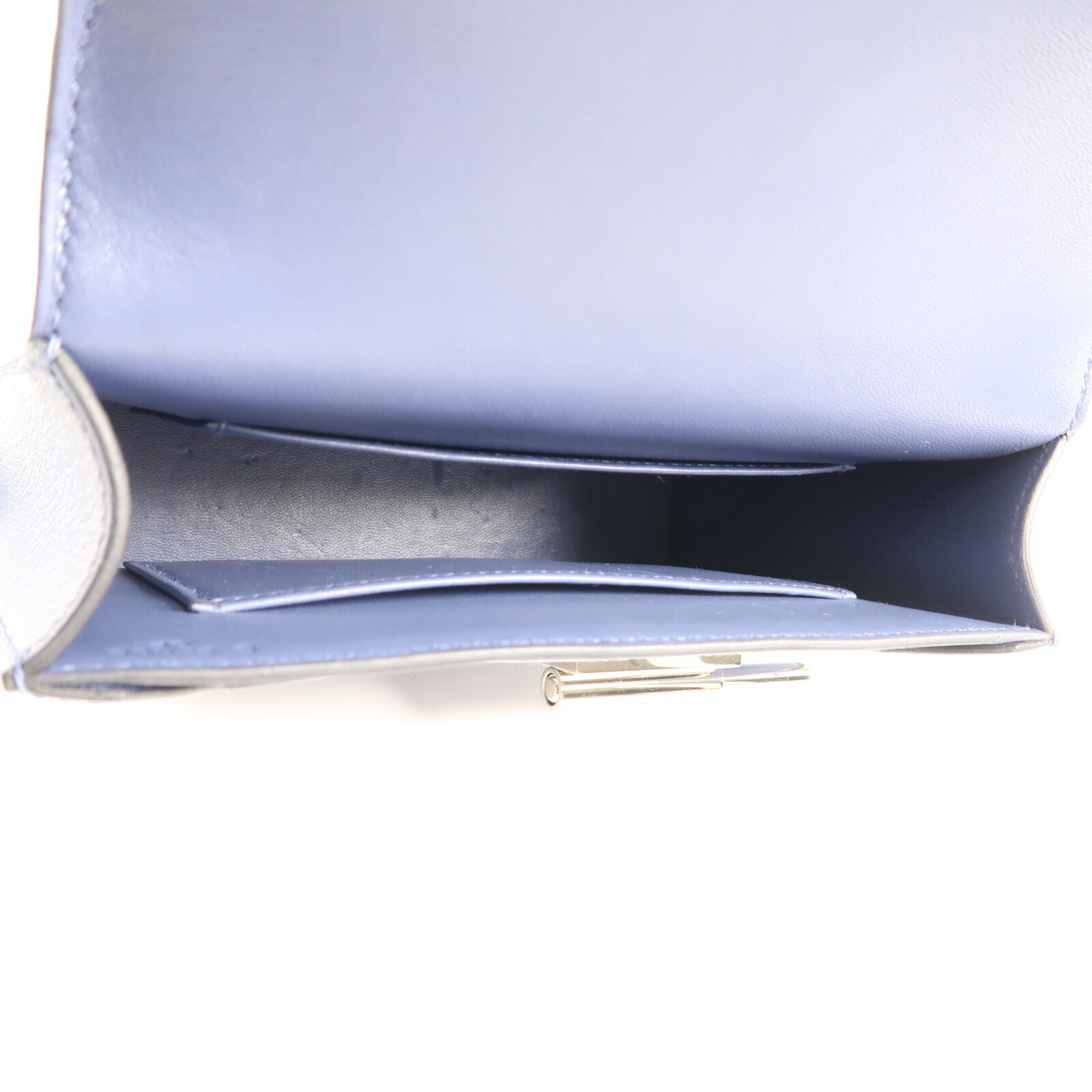 HERMES Chevre皮革Verrou Mini銀扣鏈帶肩背袋Bleu Brighton