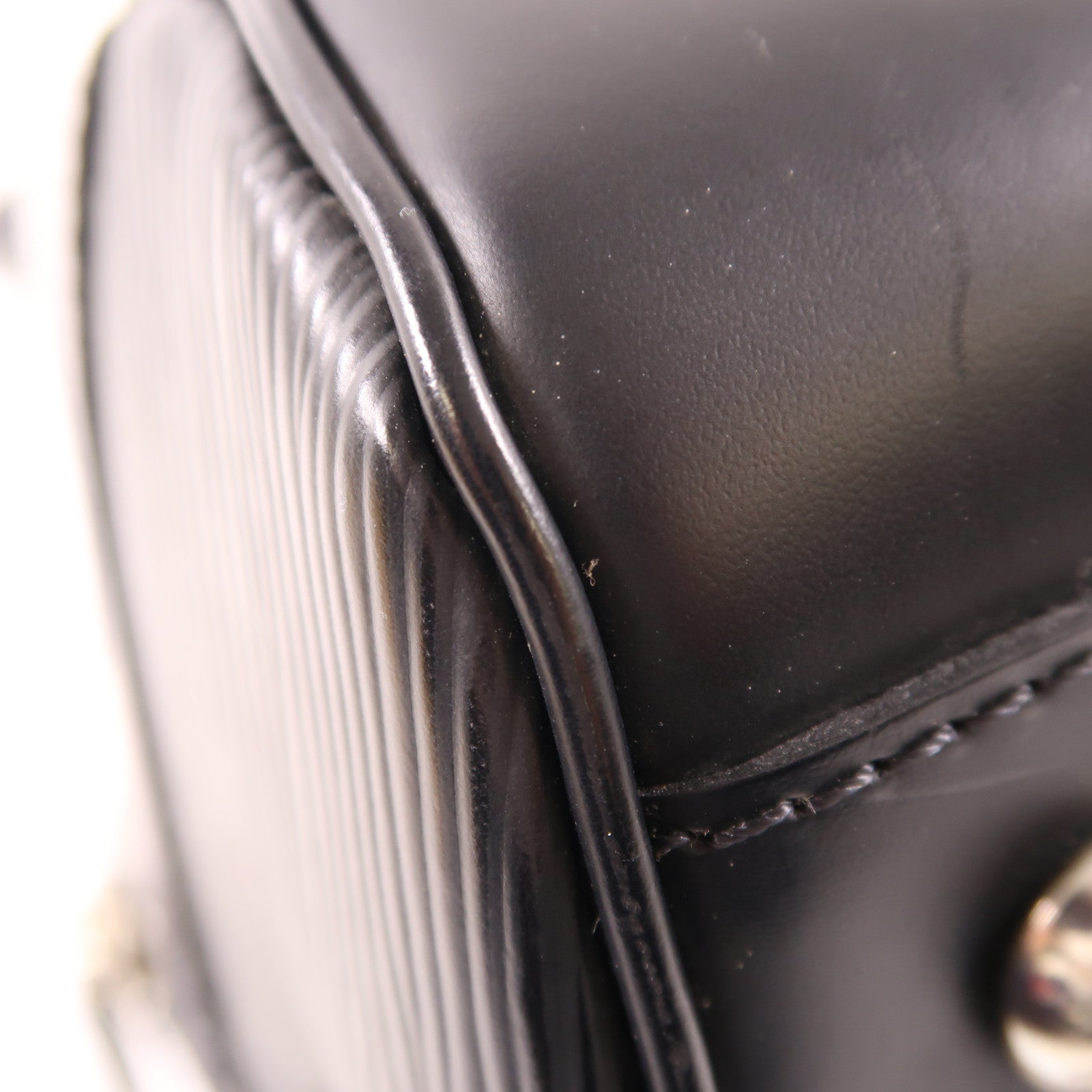 LOUIS VUITTON Epi Bowling Montaigne銀扣手挽袋黑色