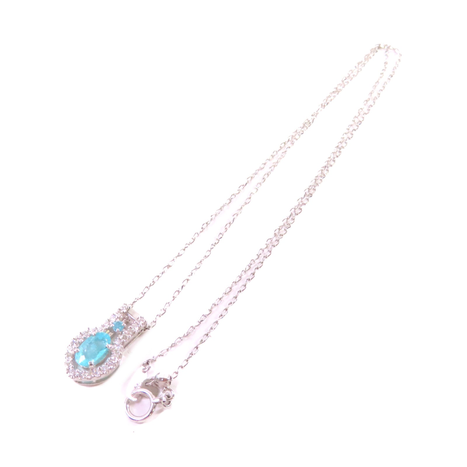 JEWELRY PT900/PT850鉑金/0.80ct碧壐/0.03/0.30ct鑽石Paraiba Tourmaline Diamond Necklace項鏈