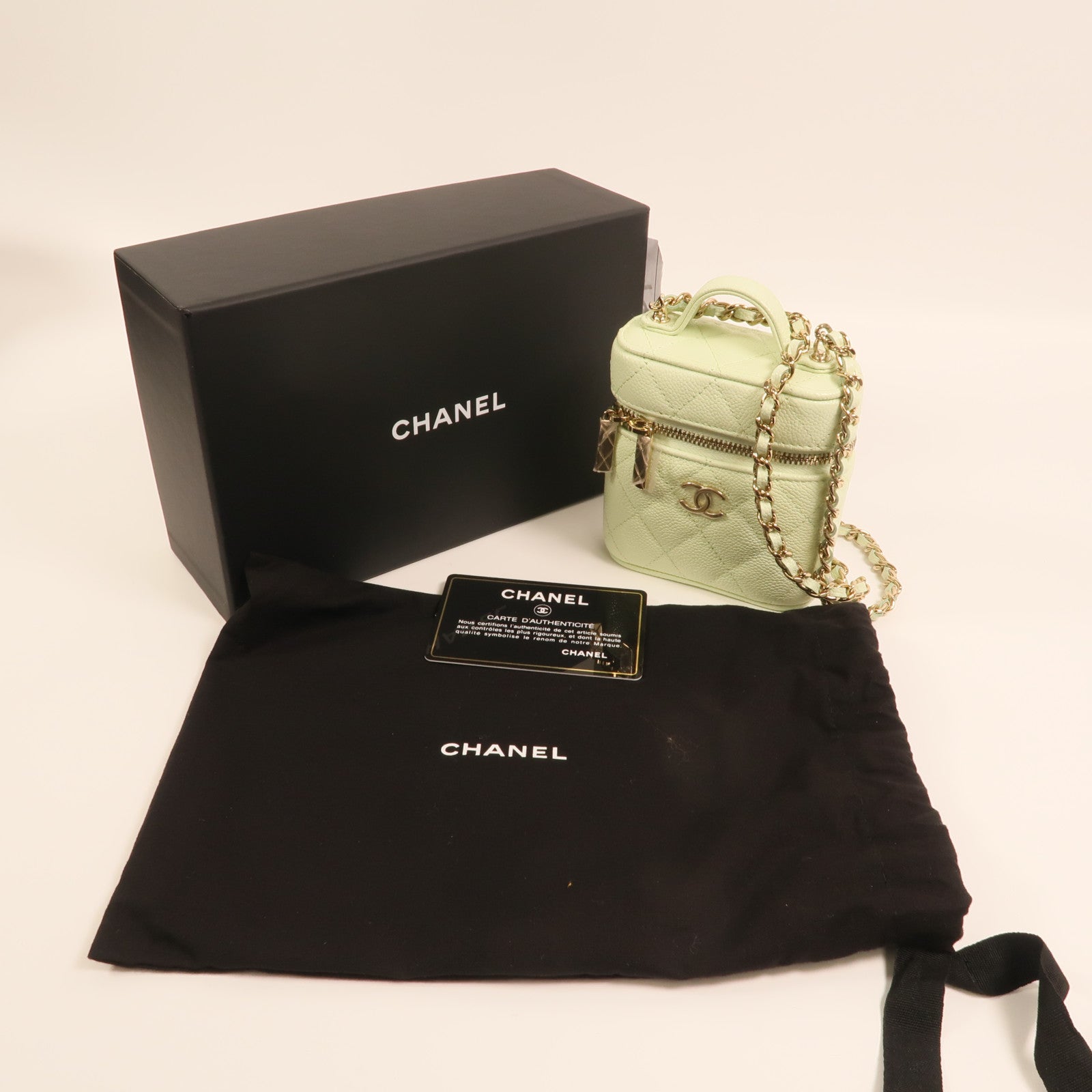 CHANEL 牛皮皮革Mini Vanity Case金扣手挽肩背兩用袋