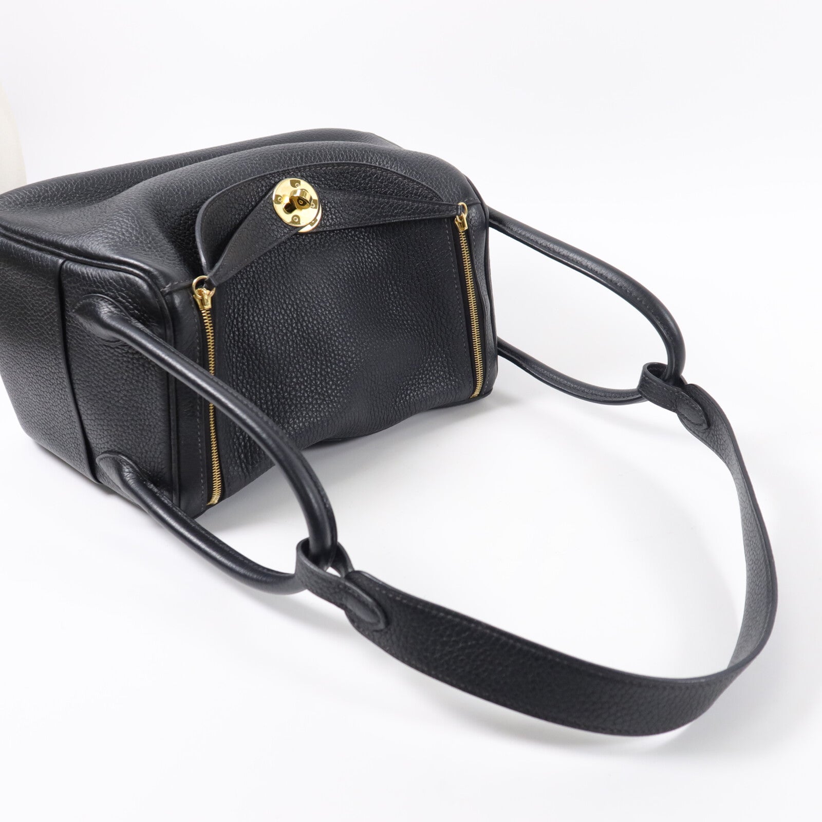 HERMES Clemence皮革Lindy 26手挽肩背兩用袋Noir
