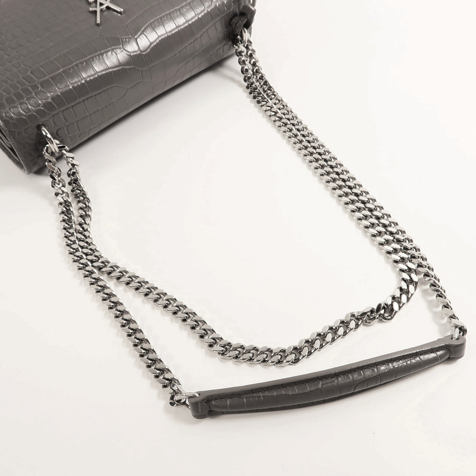 SAINT LAURENT 牛皮皮革Chain Shoulder銀扣鏈帶肩背袋