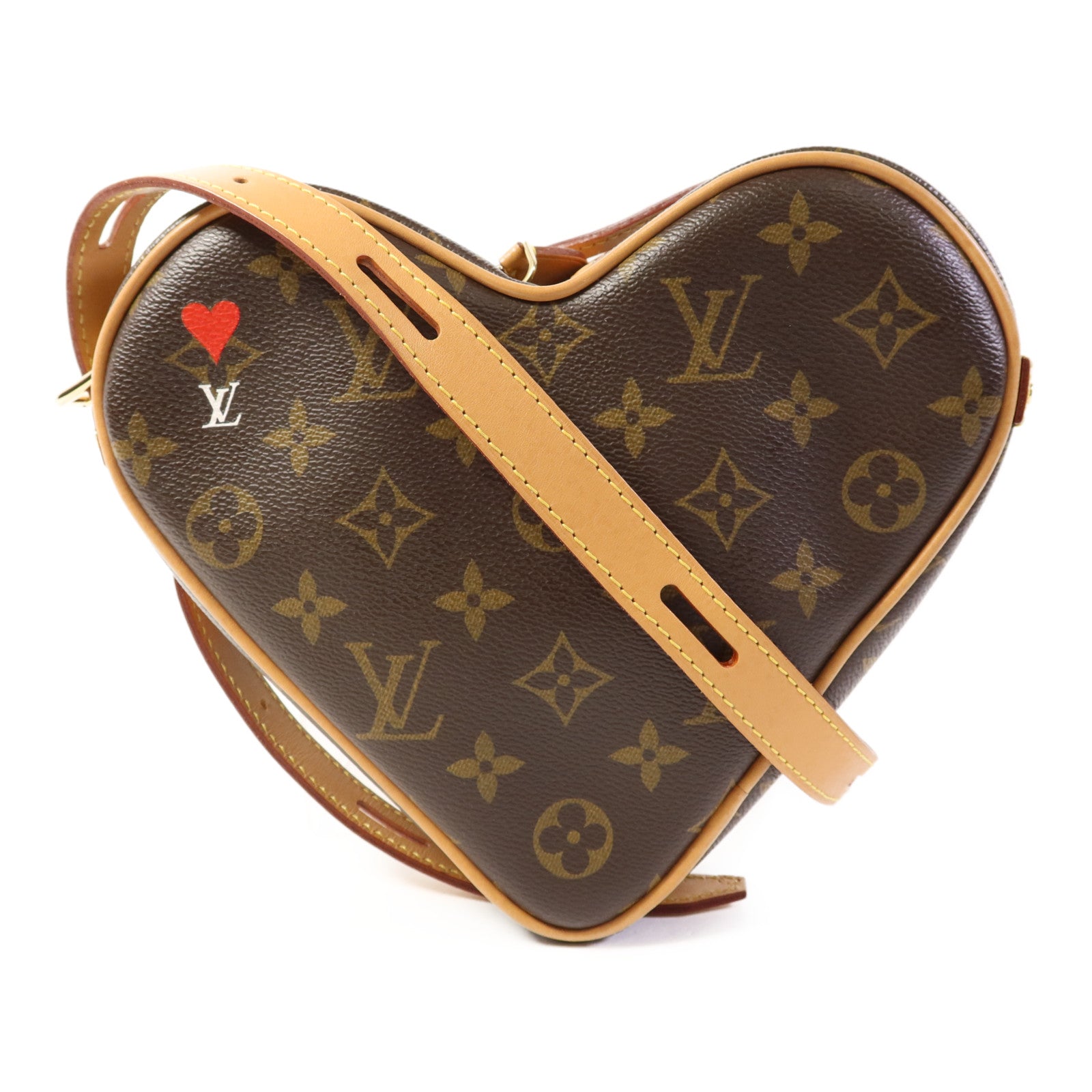 LOUIS VUITTON Monogram Game On Coeur金扣肩背袋棕色