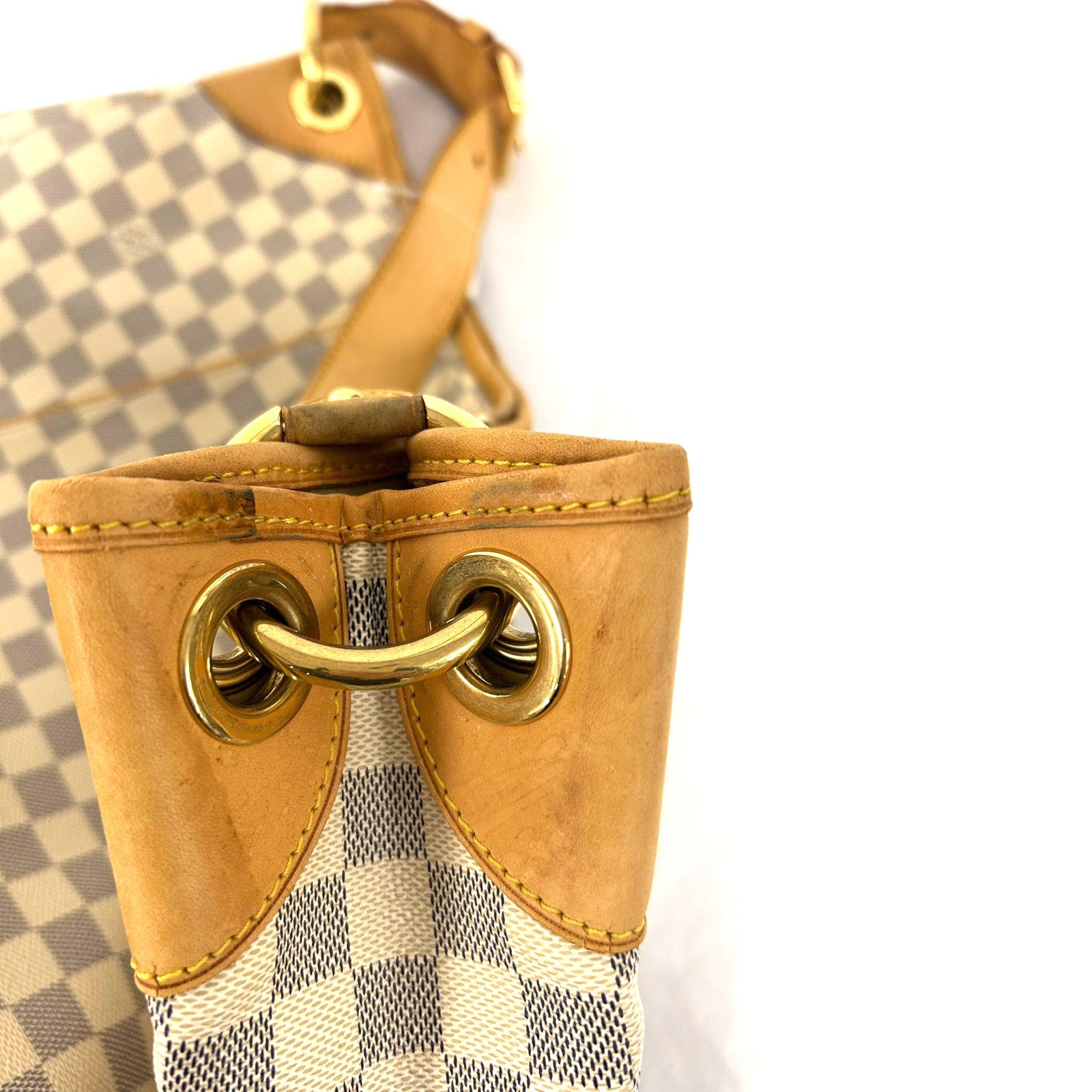 LOUIS VUITTON【激減優惠】 Damier Azur Galliera GM金扣肩背袋白色