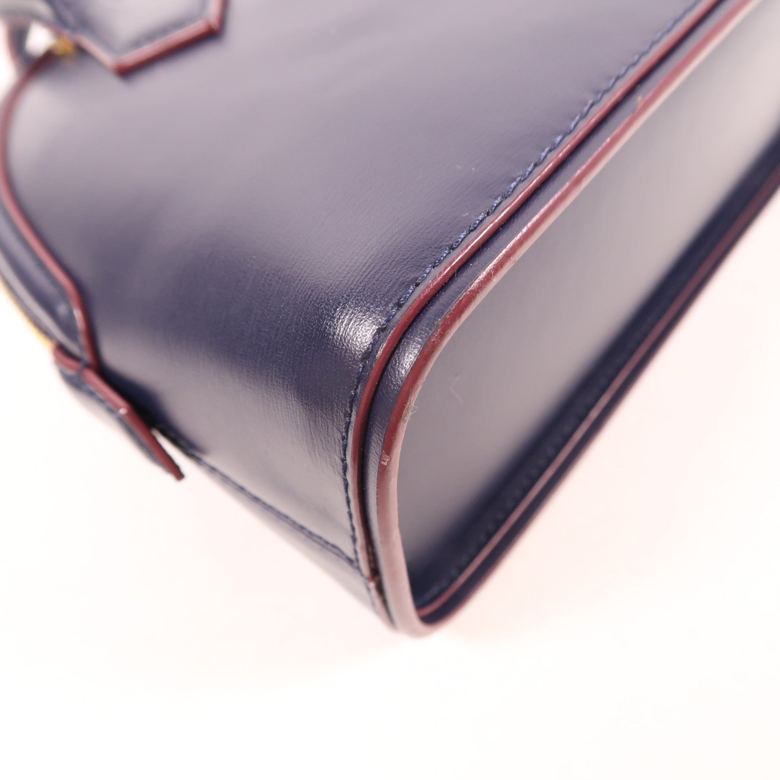 MCM GHW 2 Way Shoulder Hand Bag Calfskin Leather Blue