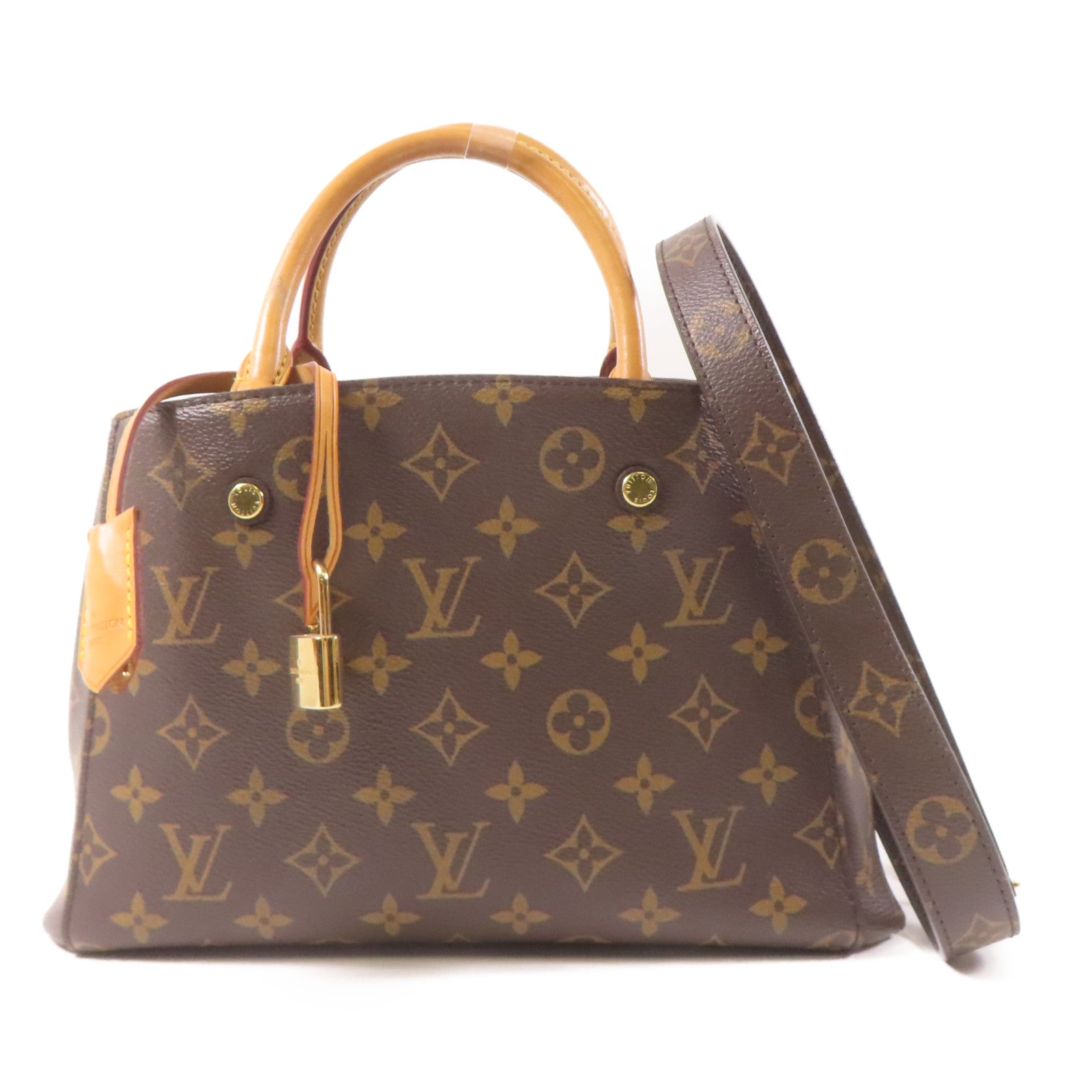LOUIS VUITTON Monogram Montaigne BB金扣手挽肩背兩用袋啡色