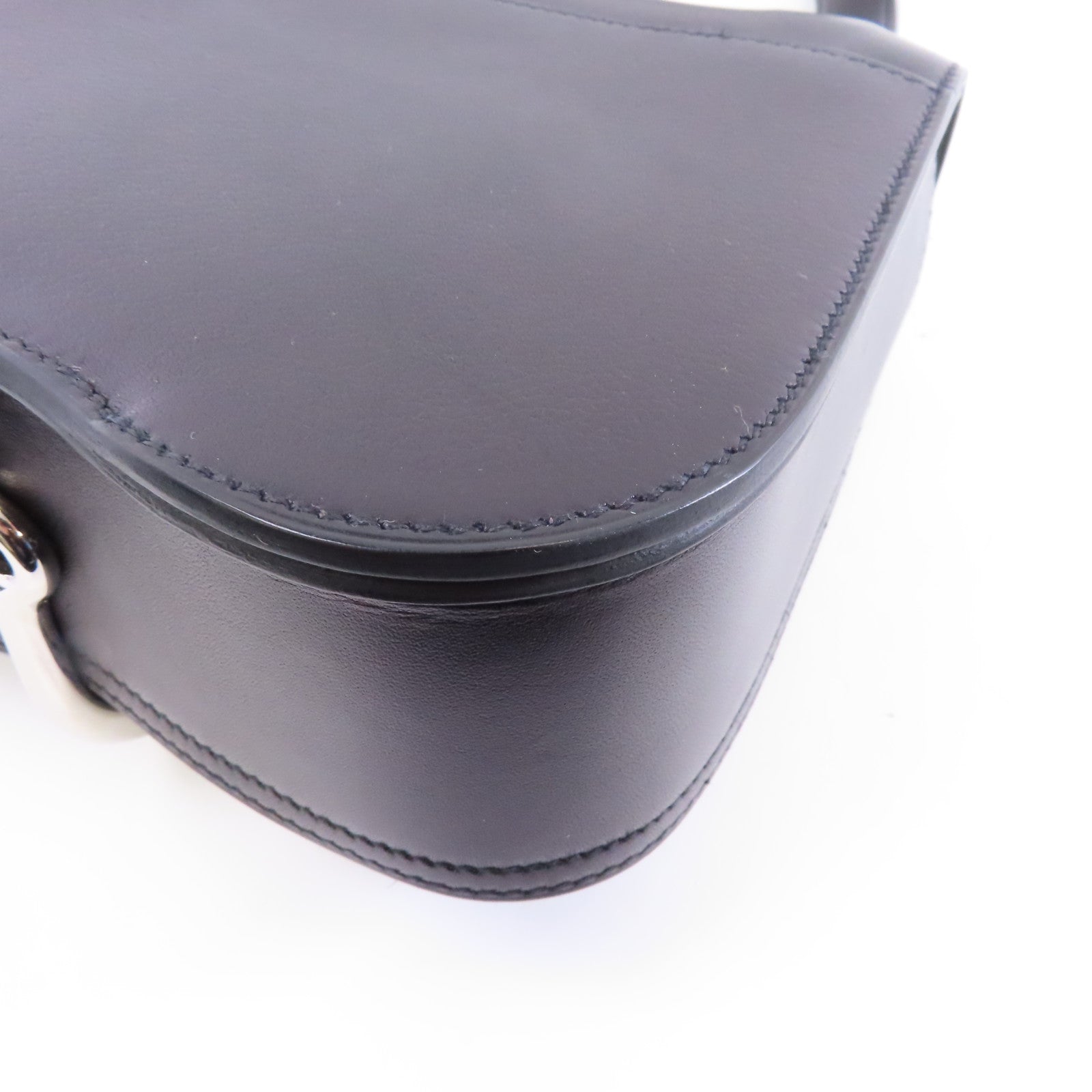 HERMES Evercolor皮革Della Cavalleria Mini銀扣肩背袋黑色