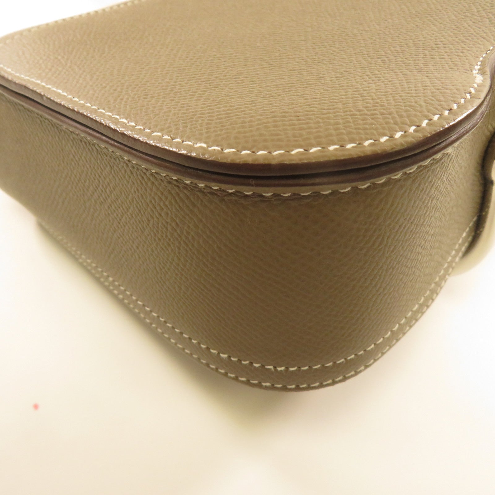 HERMES Epsom皮革Della Cavallerie銀扣肩背袋Etoupe大象灰色