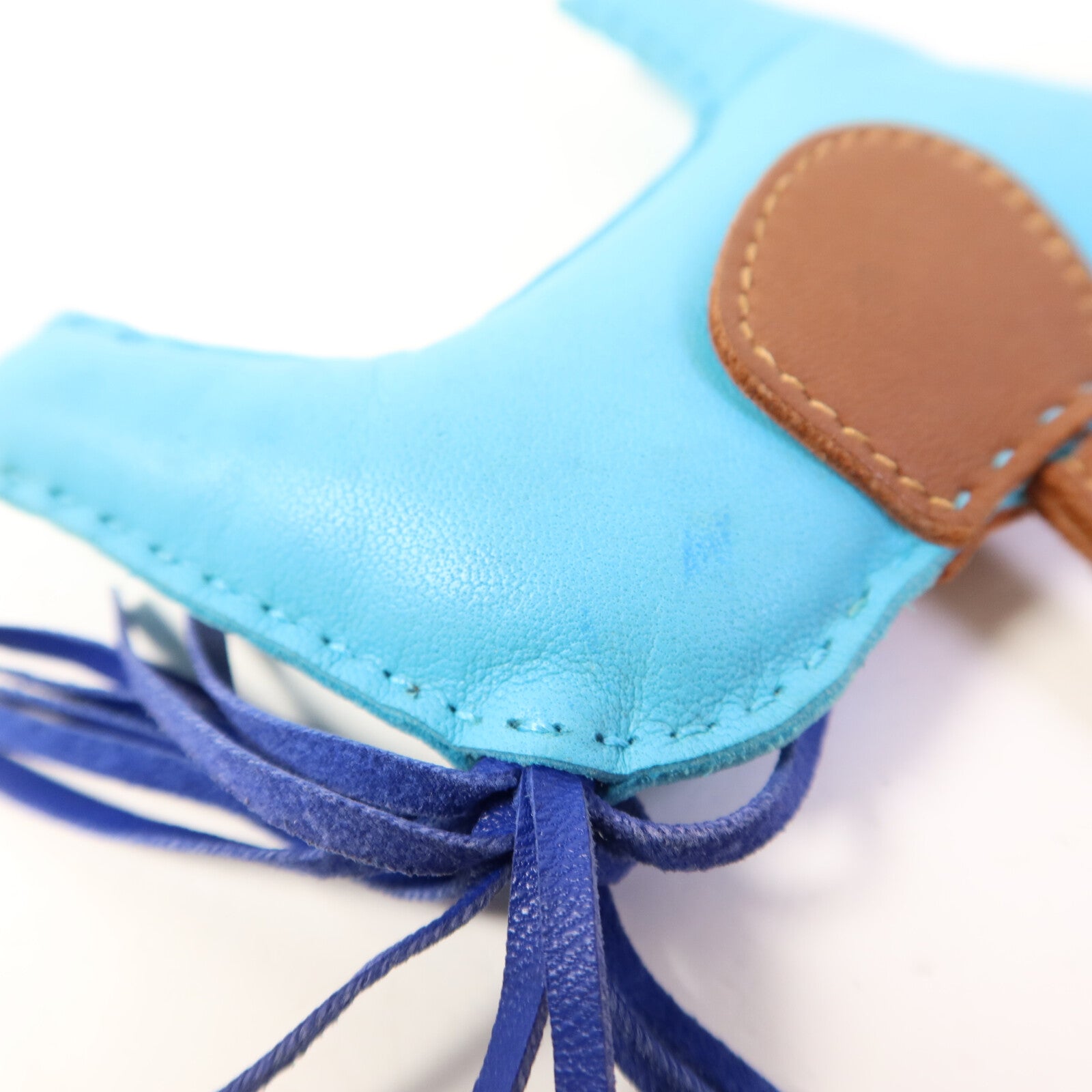 HERMES Milo皮革Rodeo MM掛飾Blue/Brown