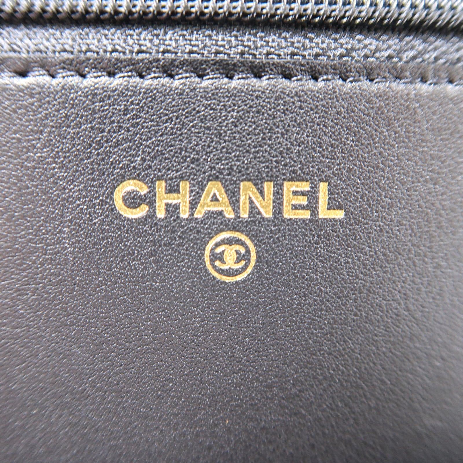 CHANEL 菱格牛皮皮革WOC Wallet On Chain金扣鏈帶肩背袋黑色